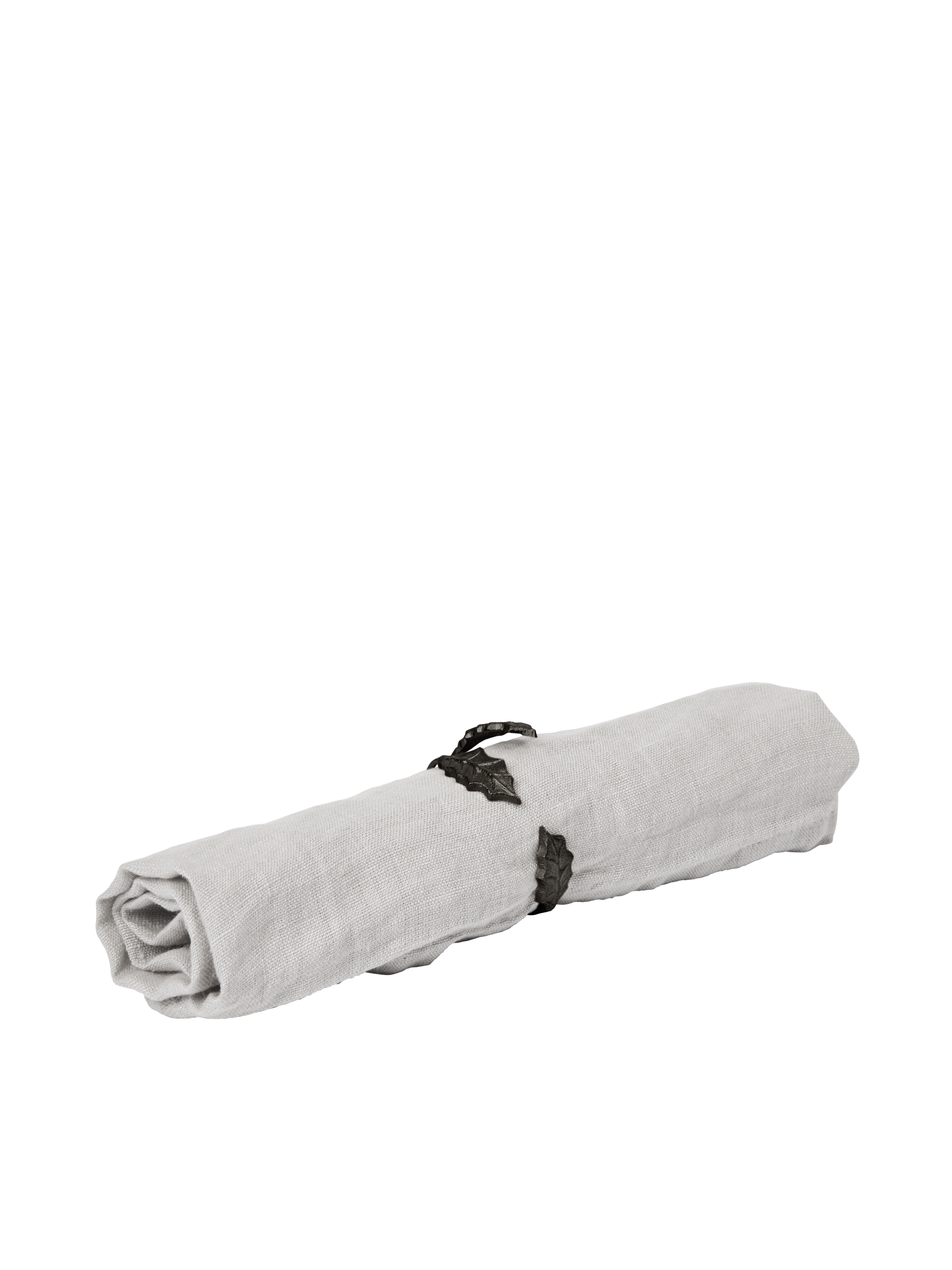 HOLLY LEAF Black Brass Napkin Ring Set