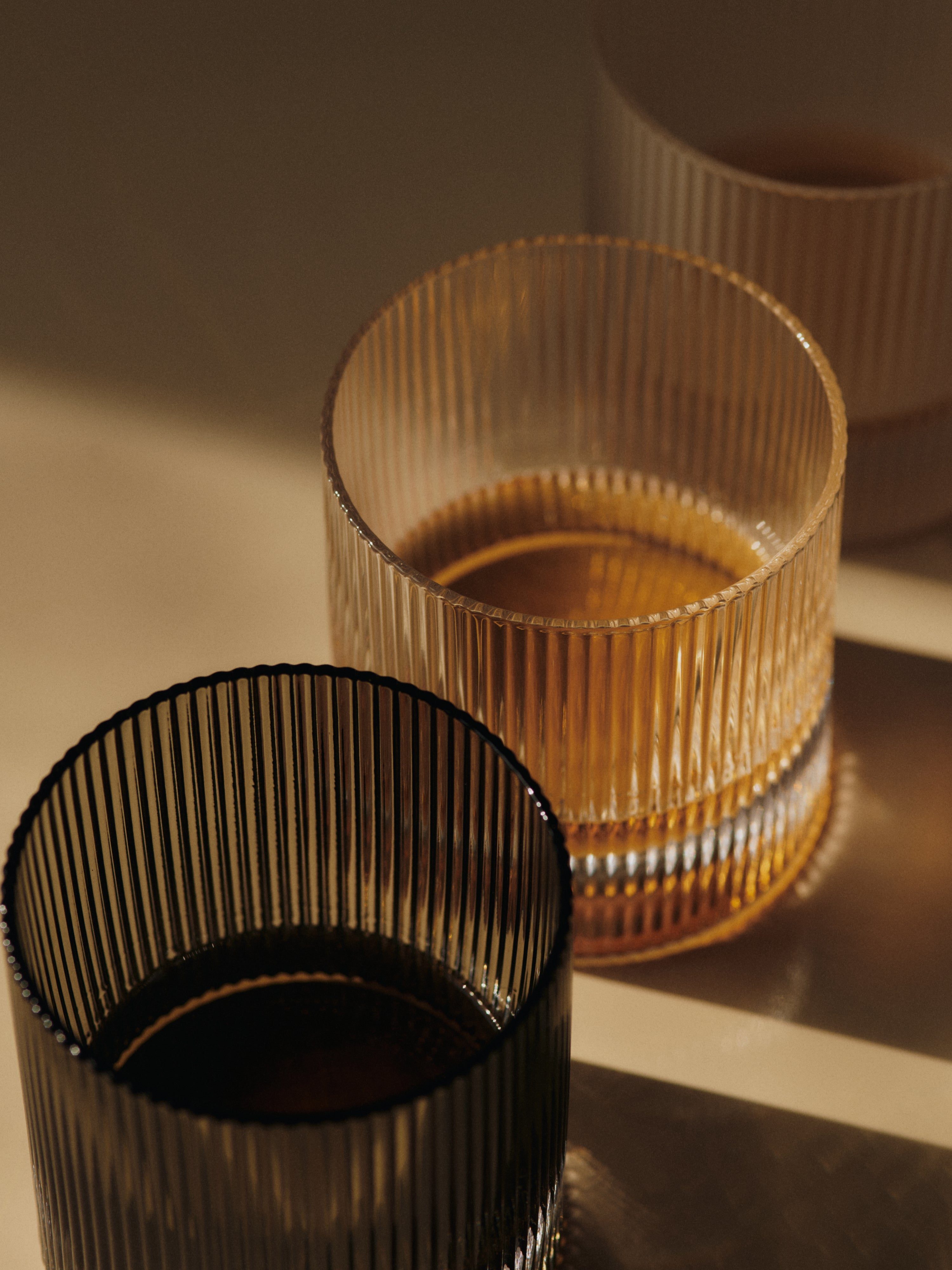 Set van glazen RIPPLE gerookt glas
