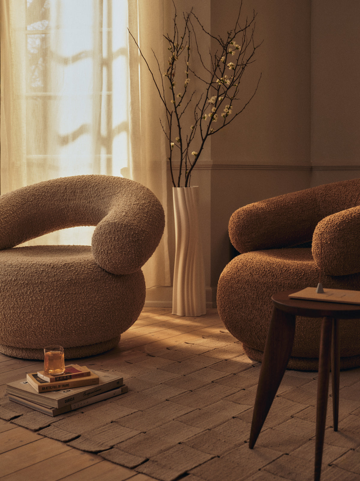 Draaifauteuil ORBO beige boucle
