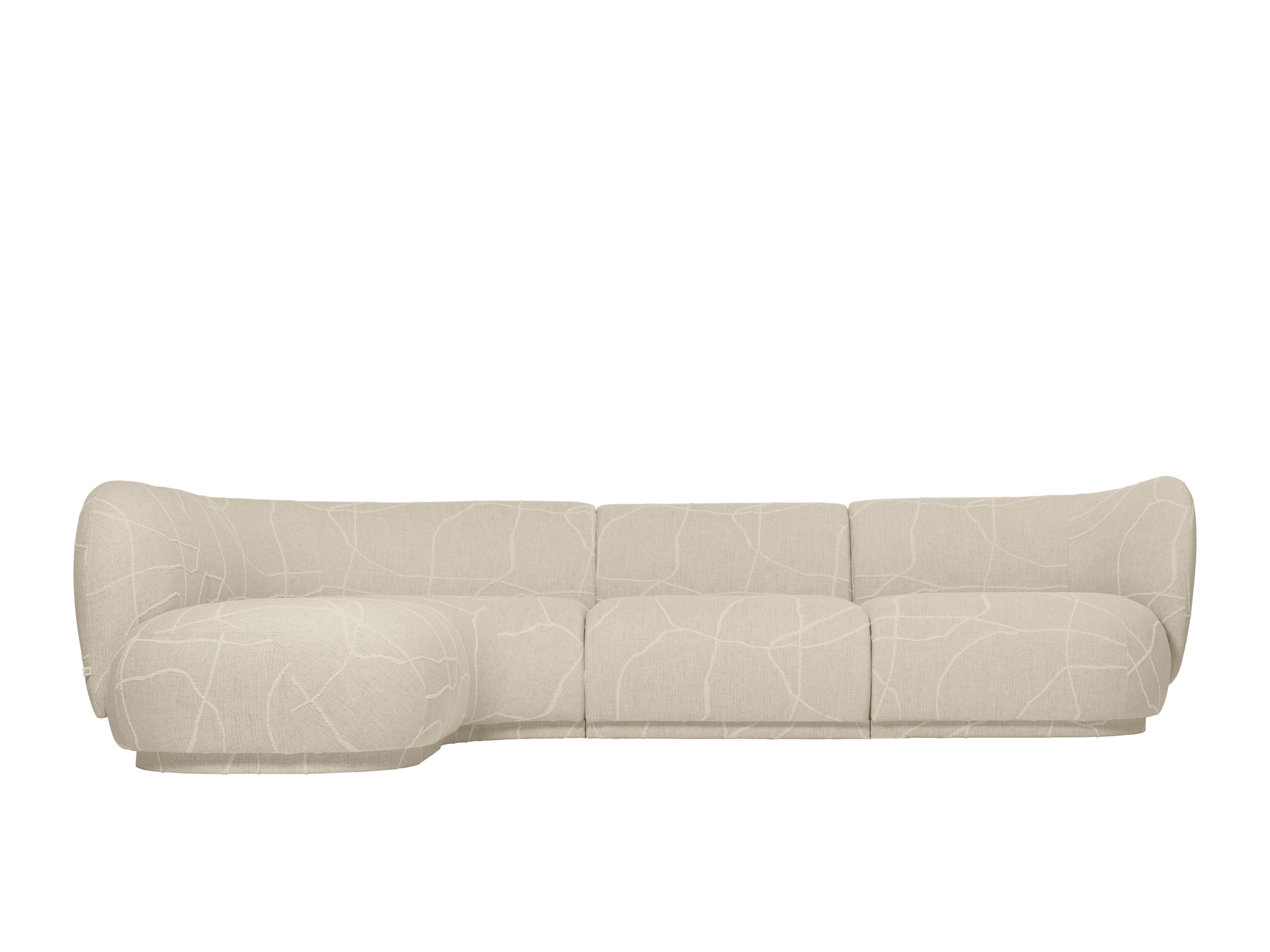 RICO Can Lis Modular Sofa - Rounded Corner Element in Sand with White