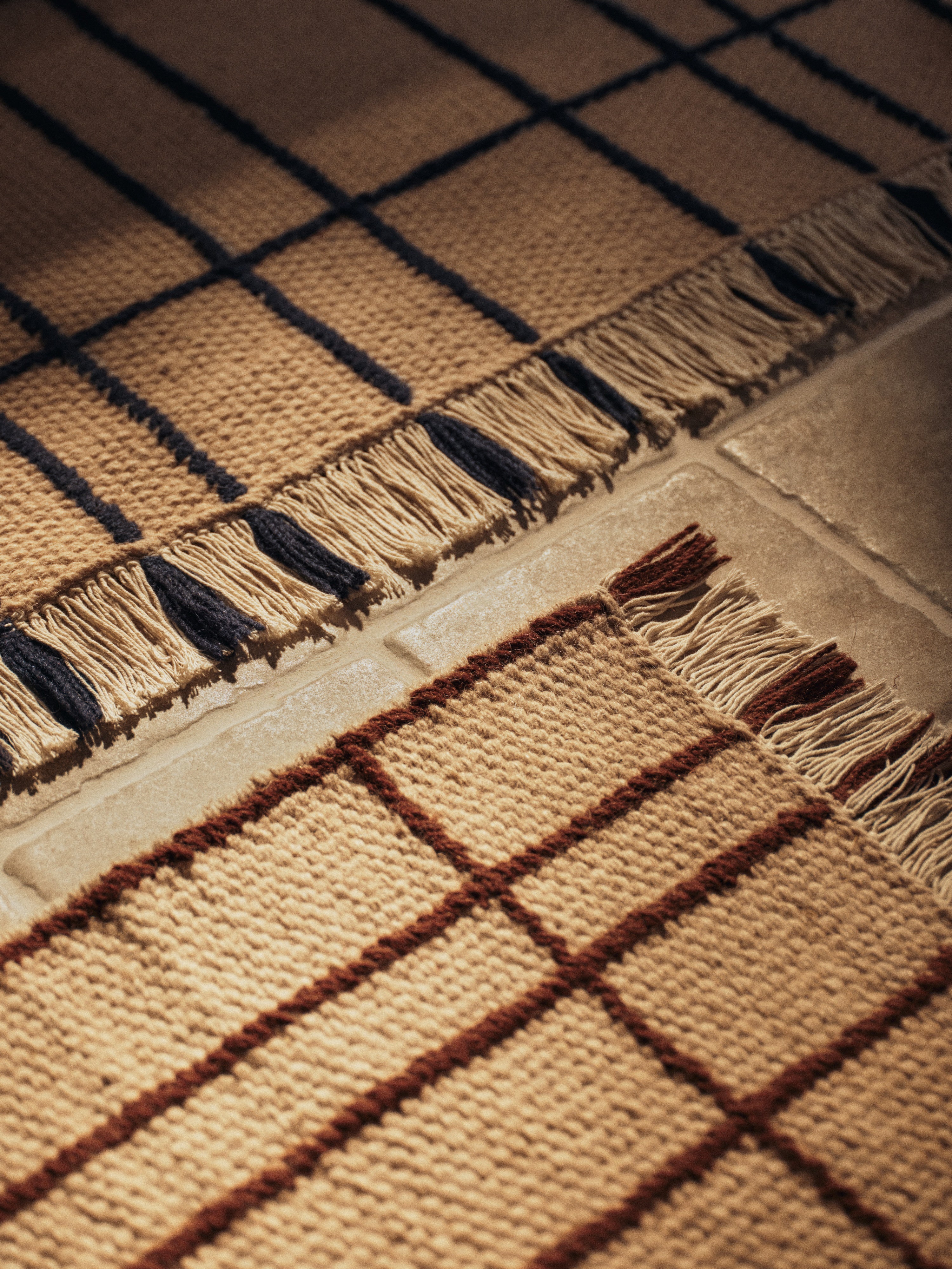 Beige SEN tapijt met indigo