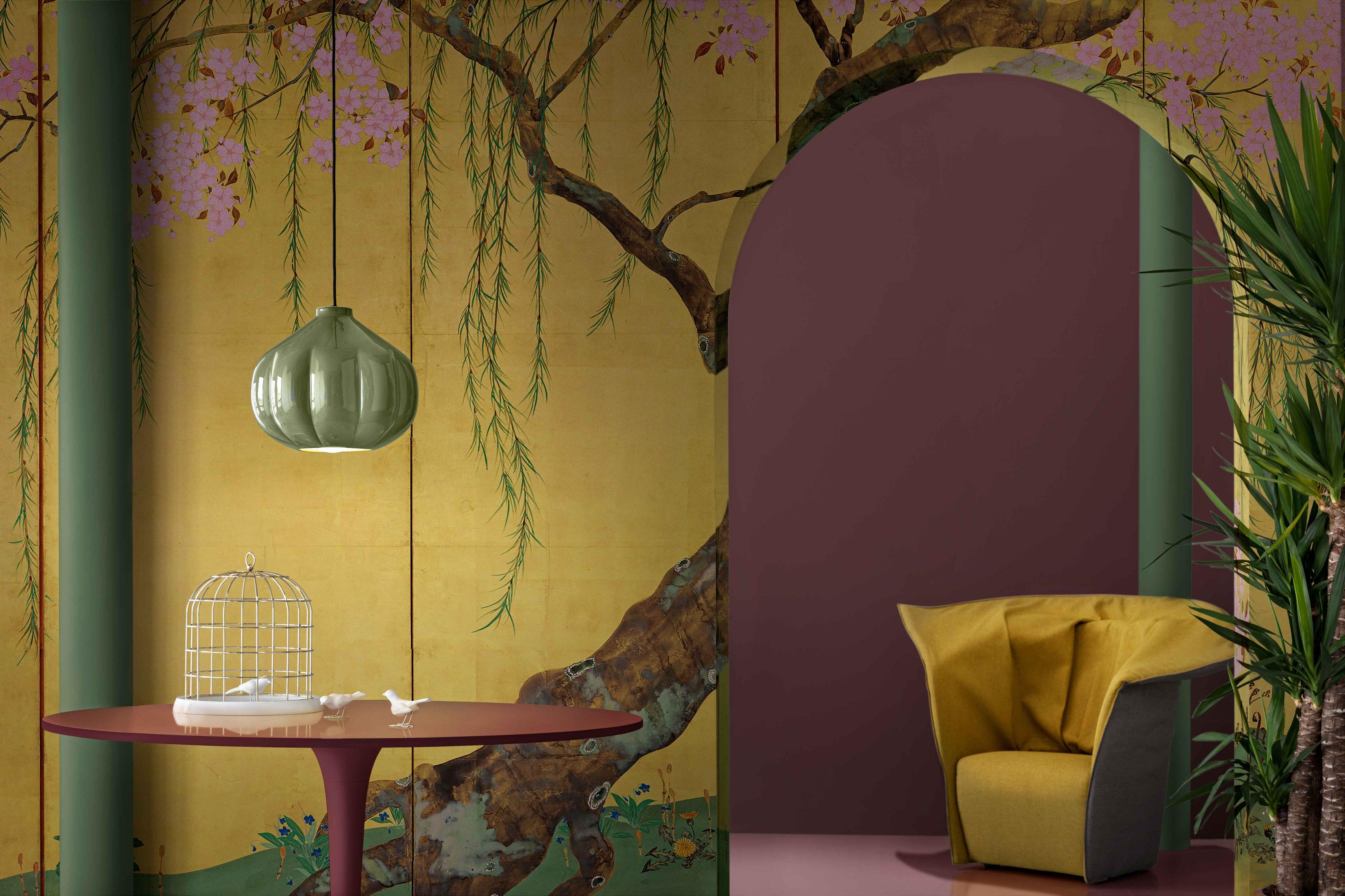 AFOXÉ ceramic pendant lamp in sage