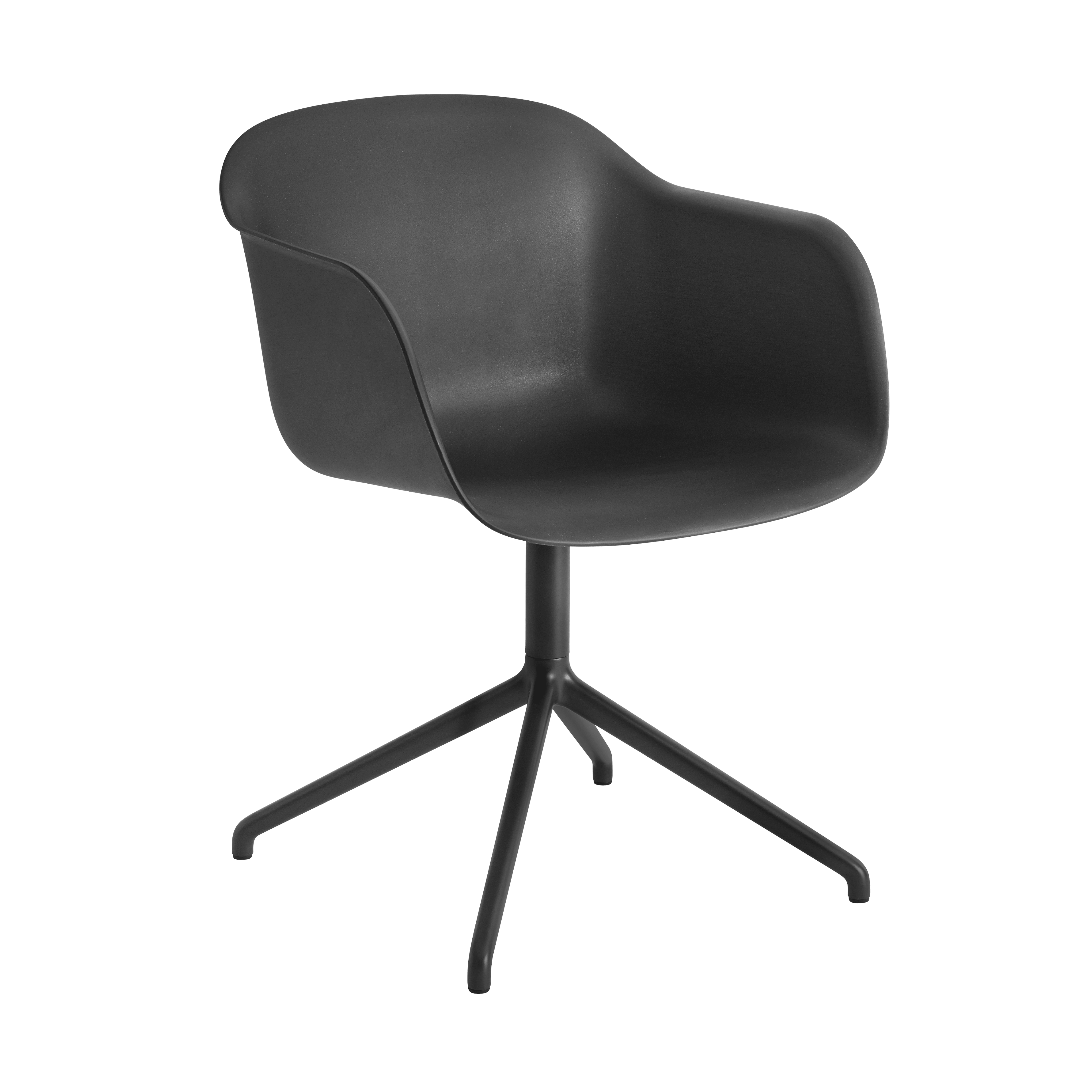 FIBER Black Swivel Chair with Armrests