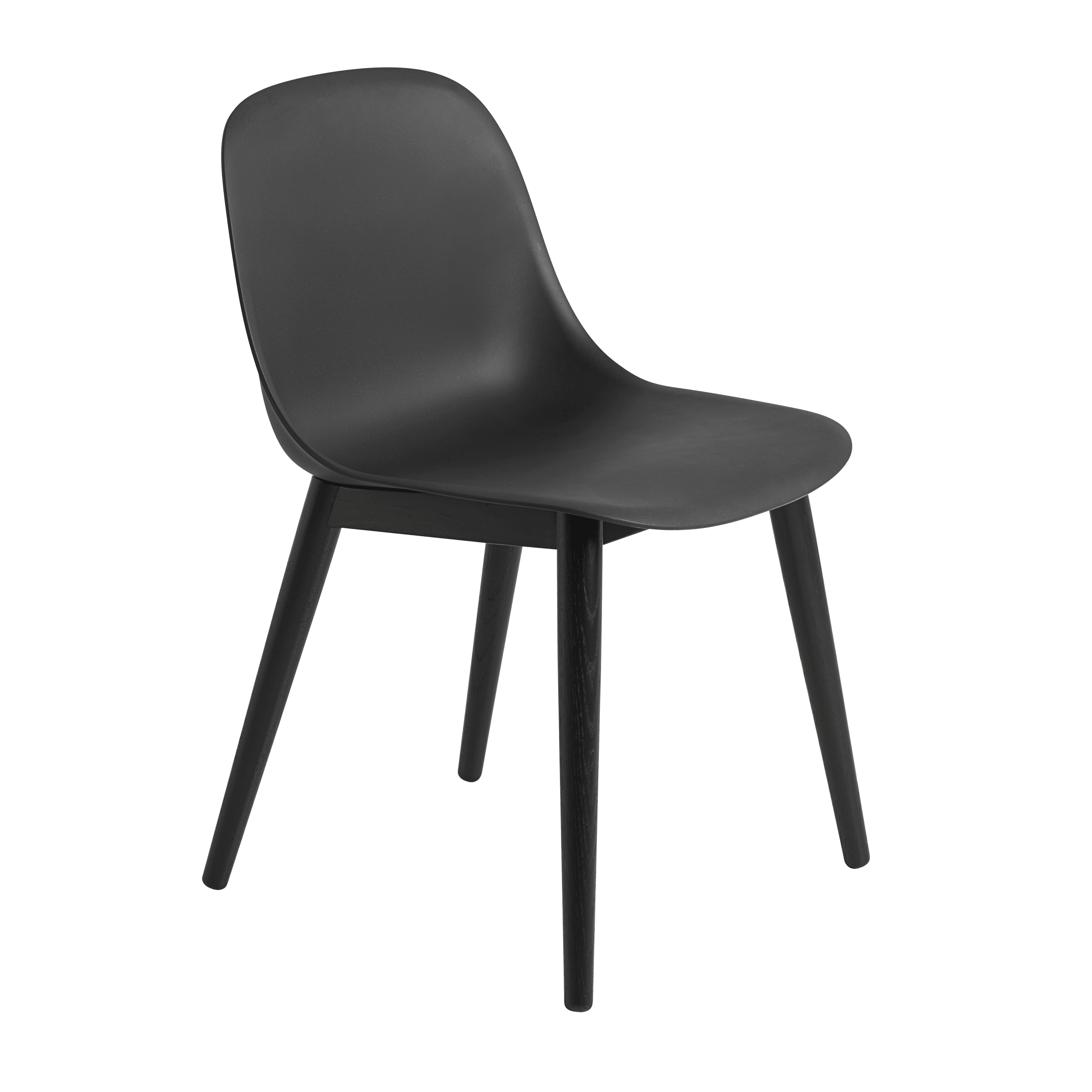 FIBER Chair in Black with Wooden Base