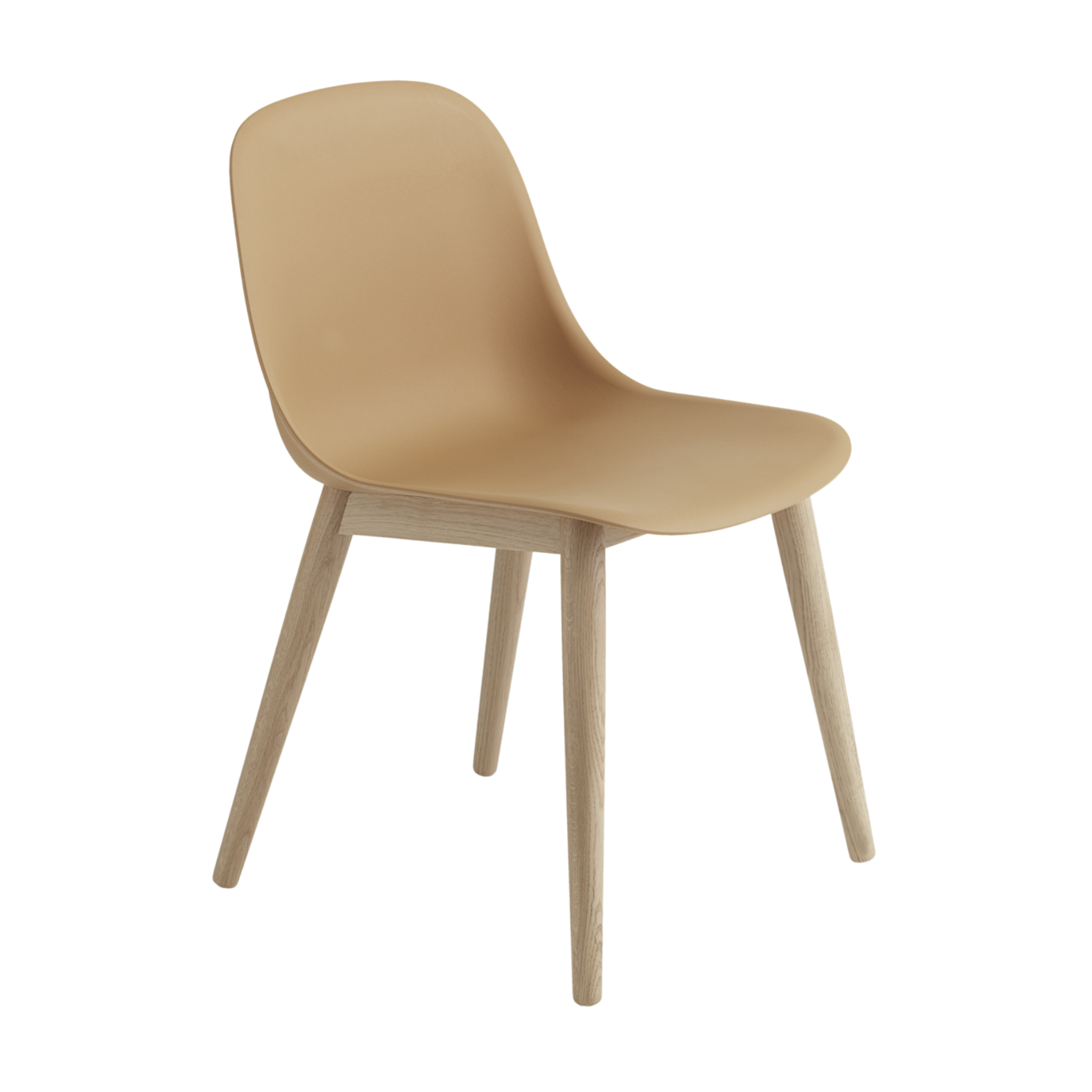 Stoel FIBER oker met houten basis