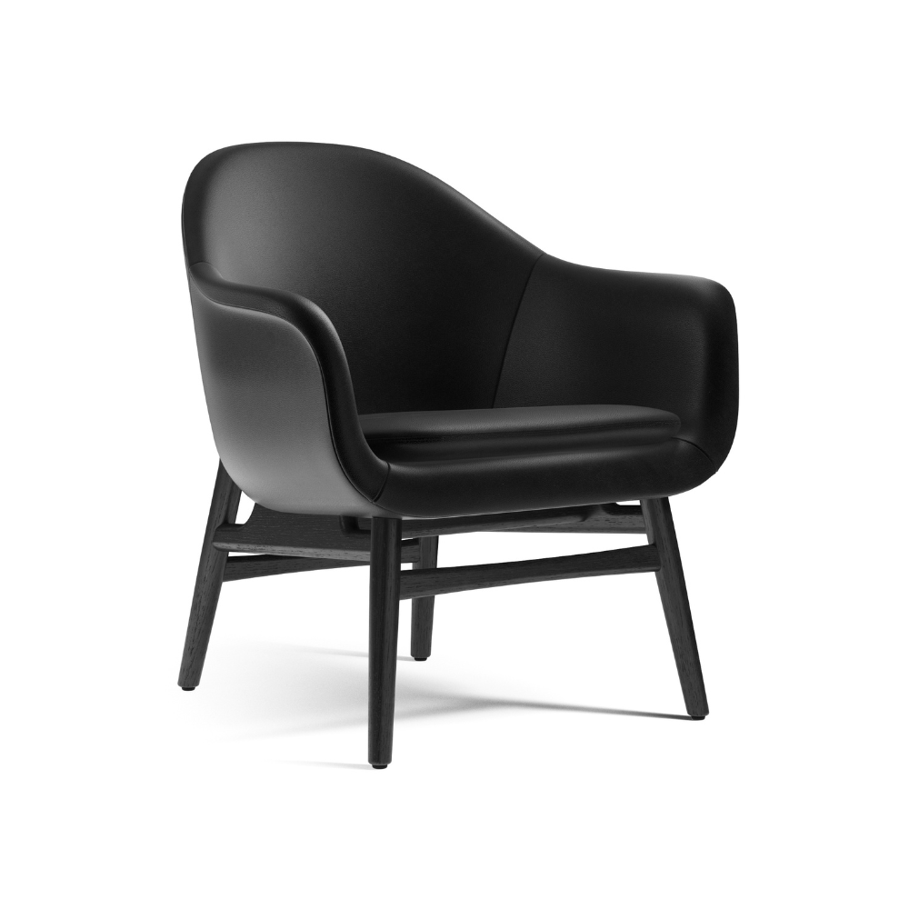 HARBOUR armchair black leather with black oak base