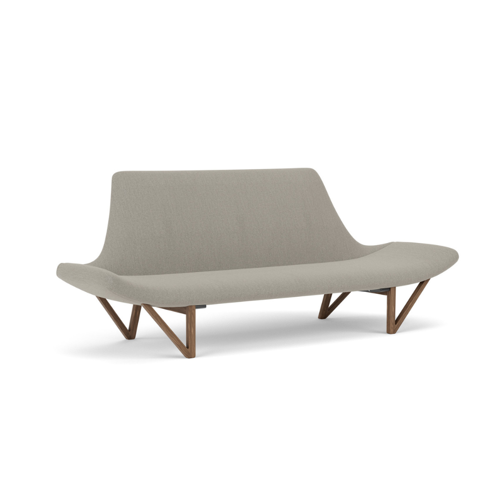 Sofa PAGODE grijs met notenhouten basis