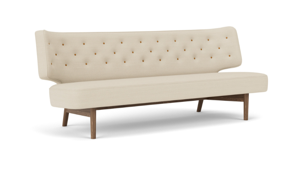 2-seater Sofa RADIOHUS beige with walnut base