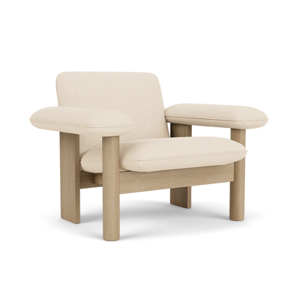 Fauteuil BRASILIA crème met eiken basis