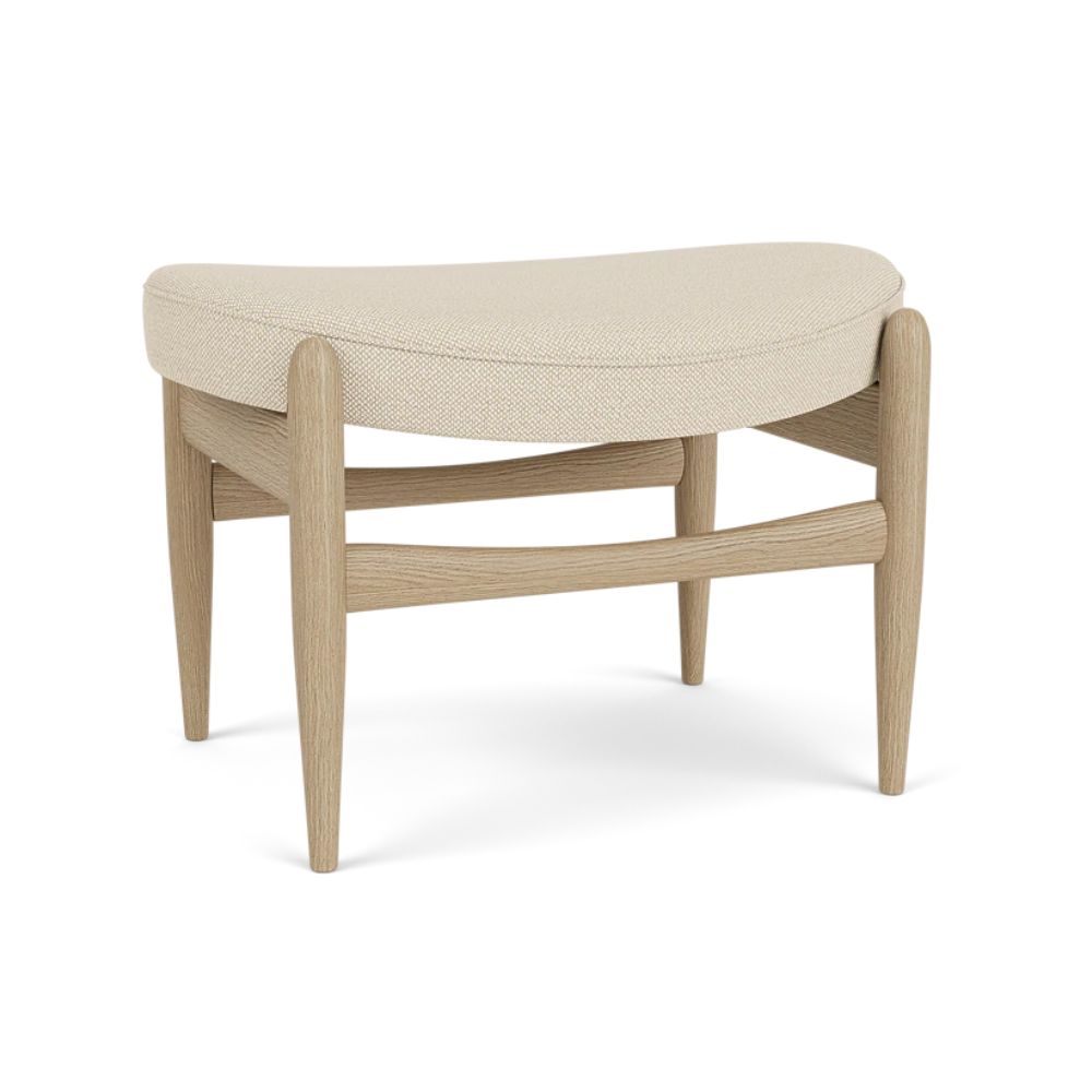 Fußhocker ELIZABETH beige mit Eichenbasis