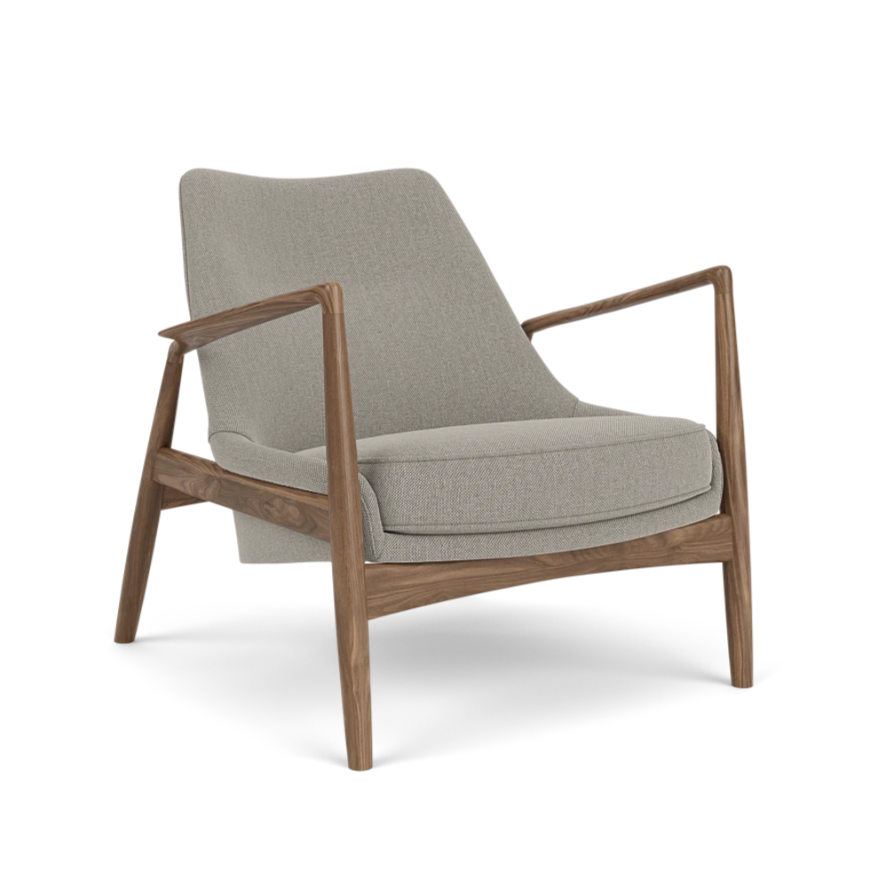 THE SEAL armchair gray with walnut base