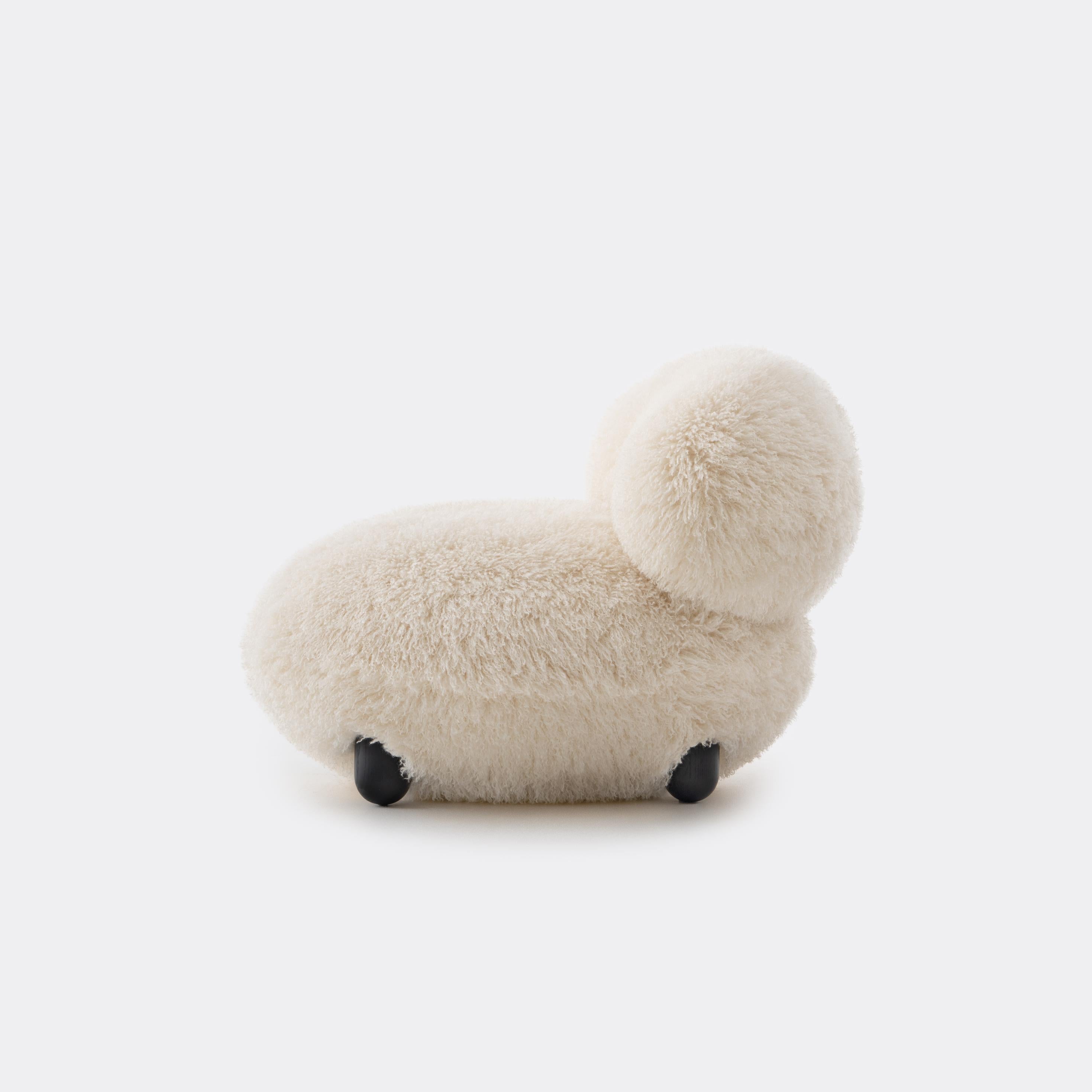 Fauteuil FLOCK - FLUFFY EDITIE kunstbont met houten basis