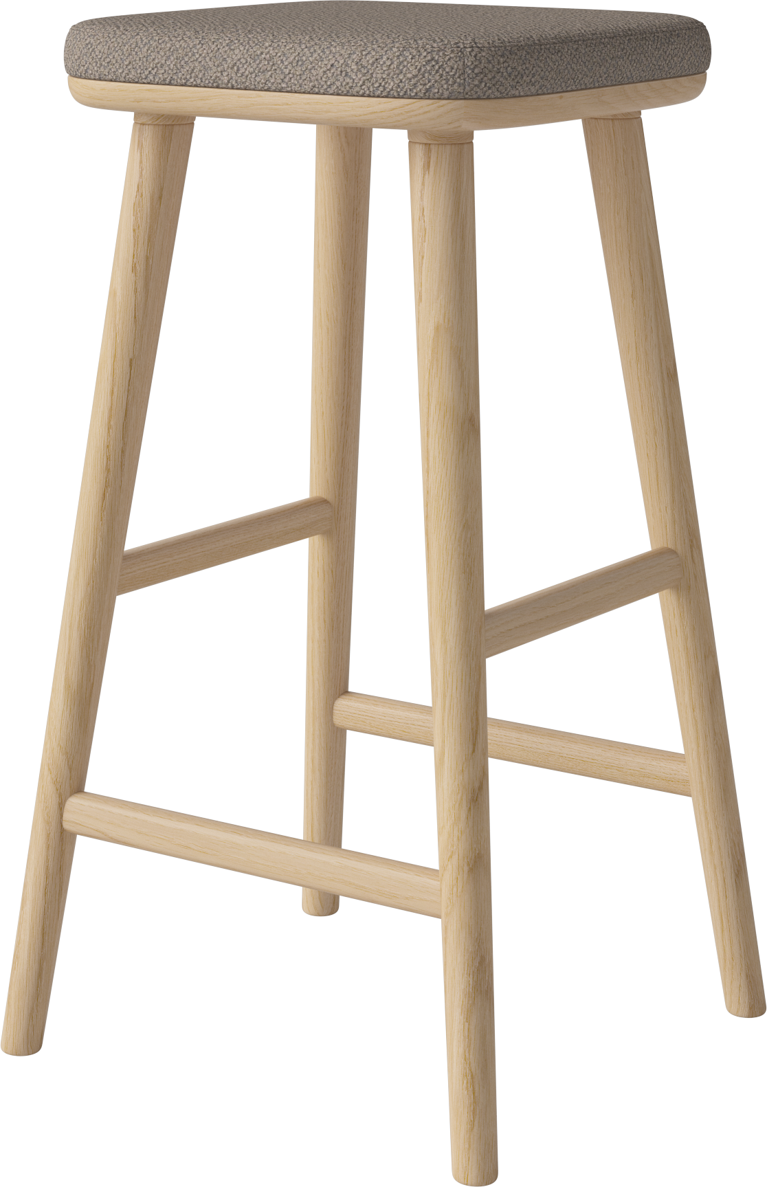 Gestoffeerde hocker FLOR met een basis van gebleekt eikenhout