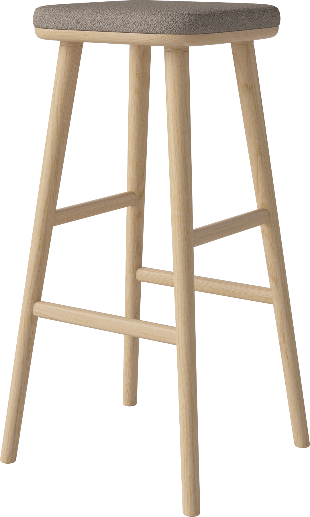 Gestoffeerde hocker FLOR met een basis van gebleekt eikenhout