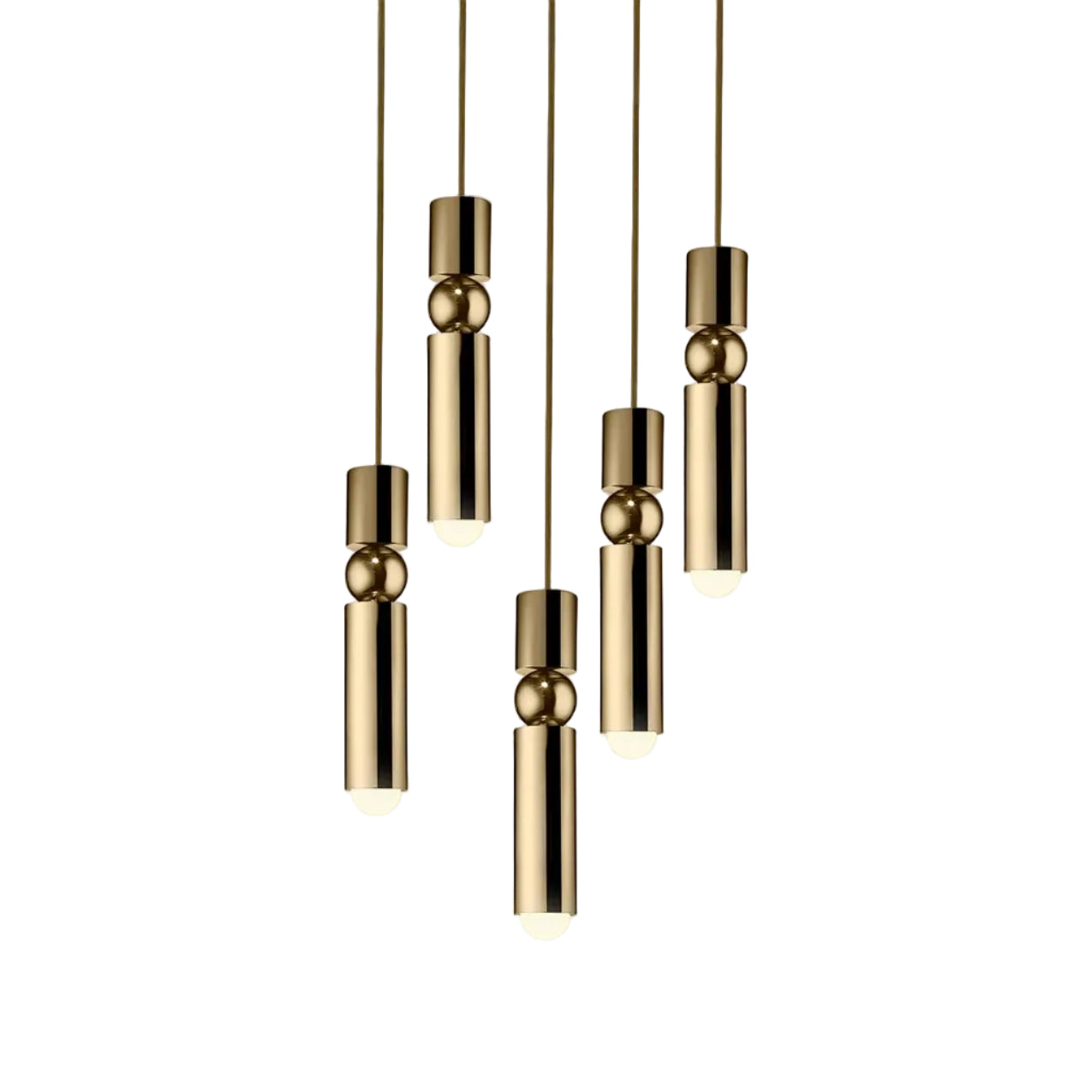 Vijfpunts hanglamp FULCRUM in messing