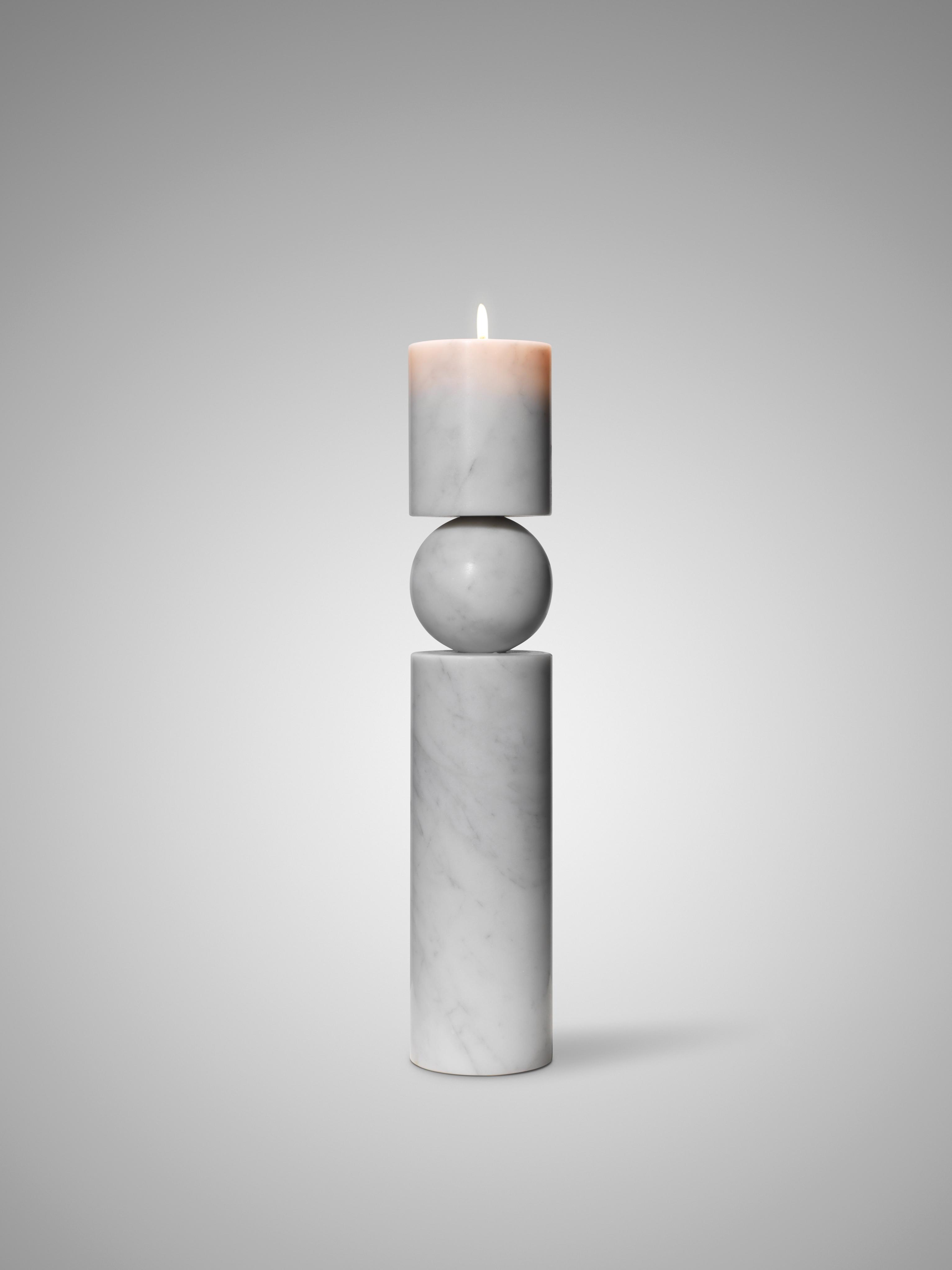 Kaarsenhouder FULCRUM witte marmer