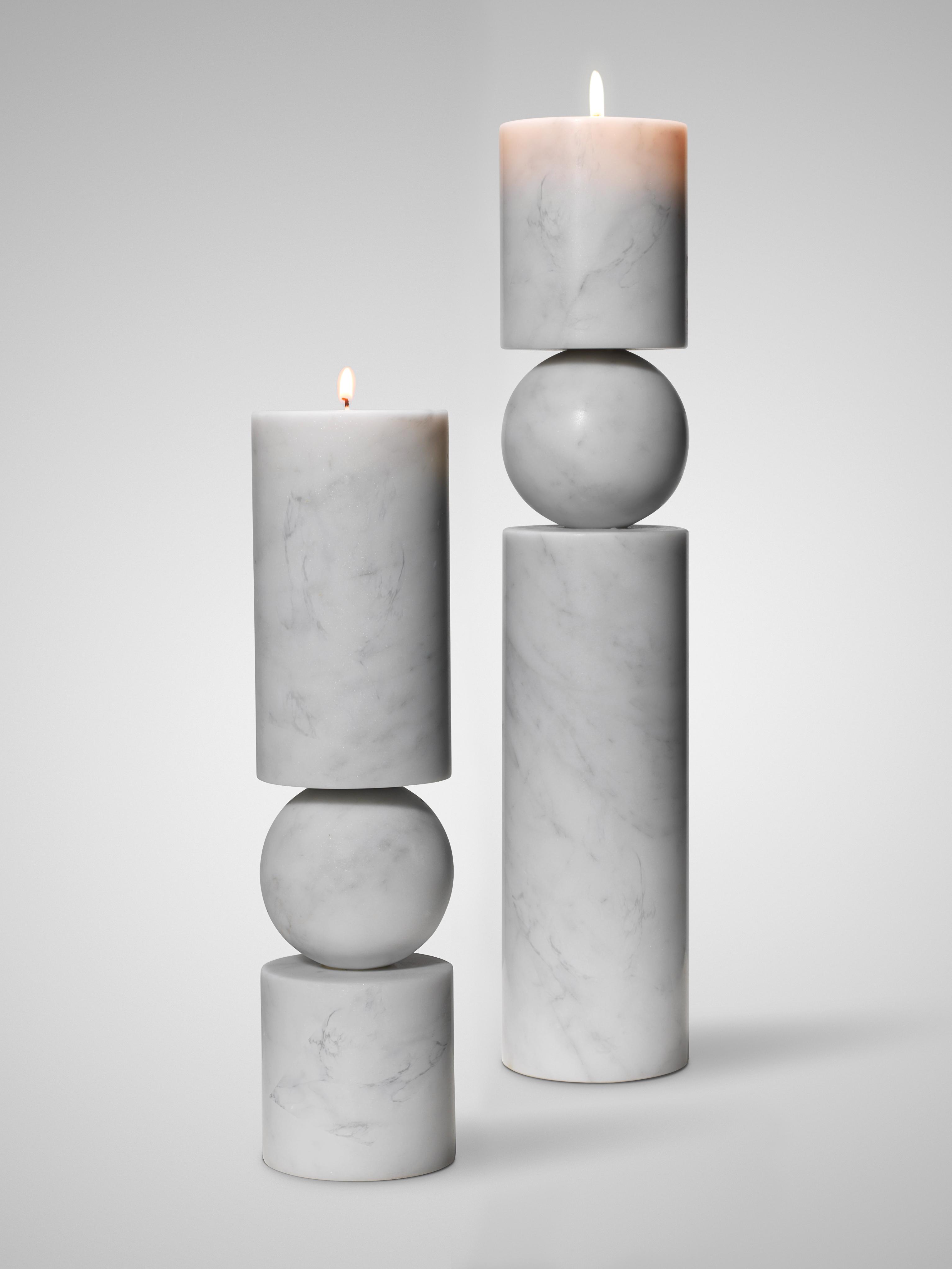 Kaarsenhouder FULCRUM witte marmer