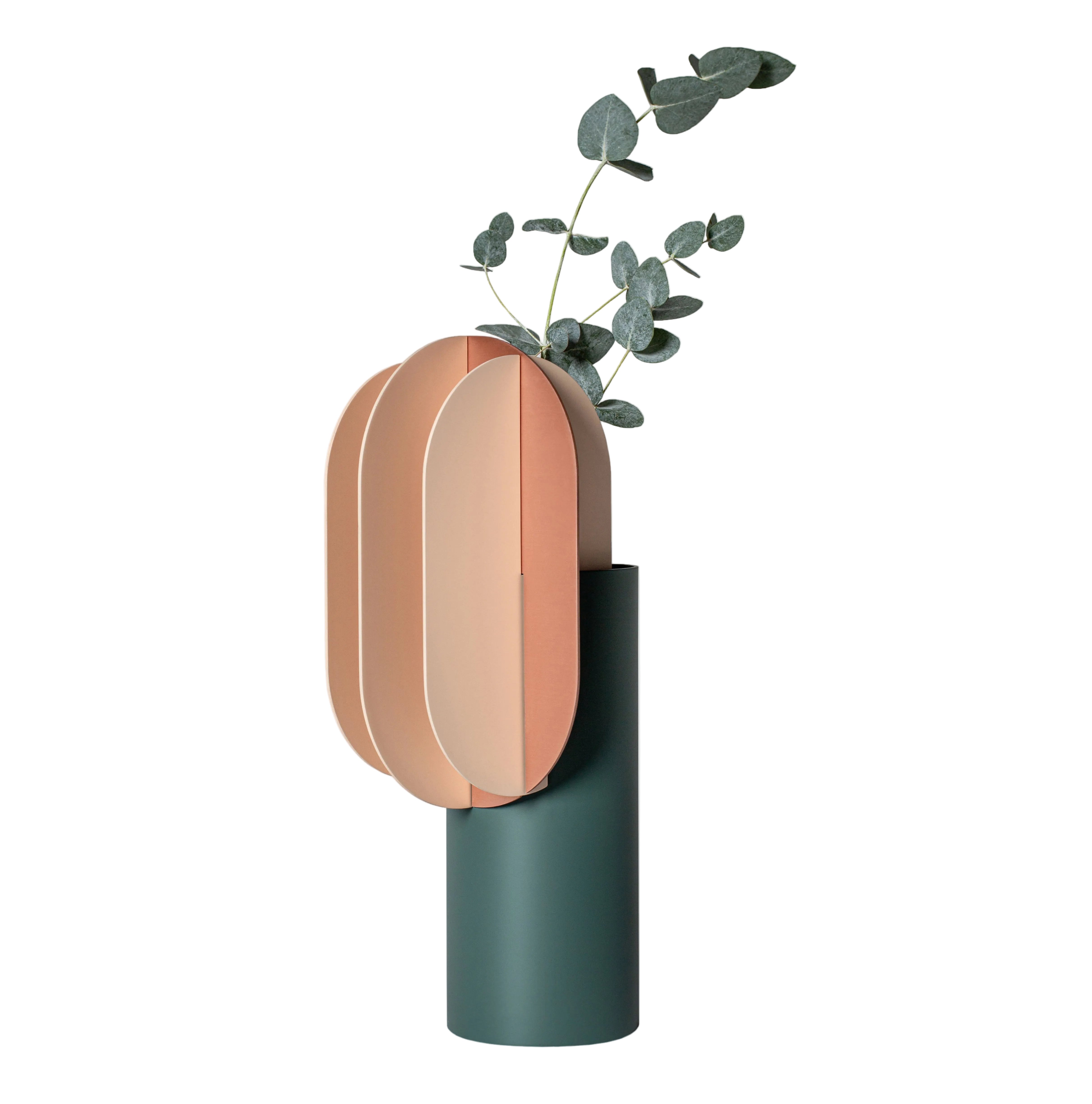 GABO vase green with beige and copper