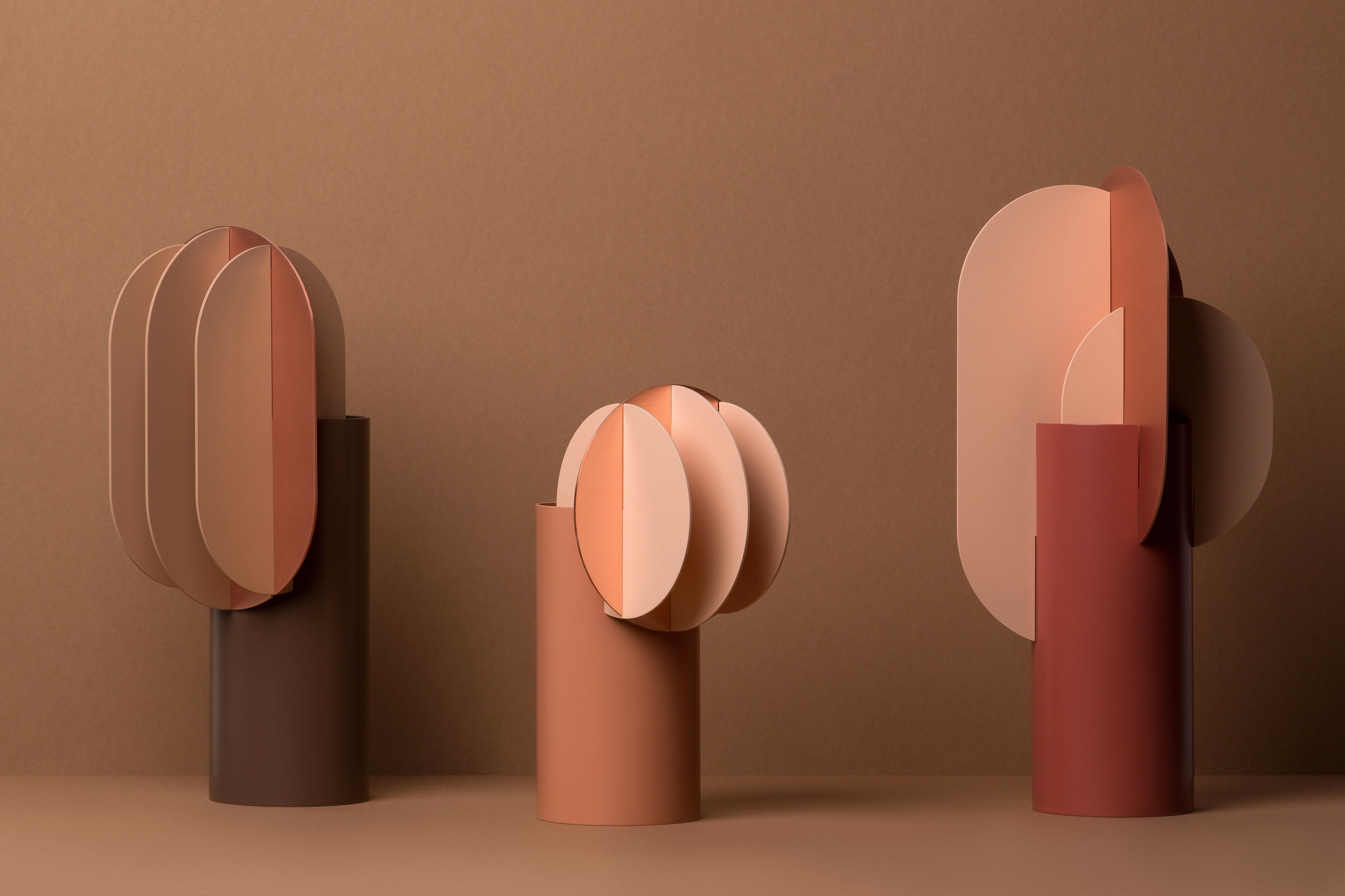 DELAUNAY vase in powder pink with peach and copper