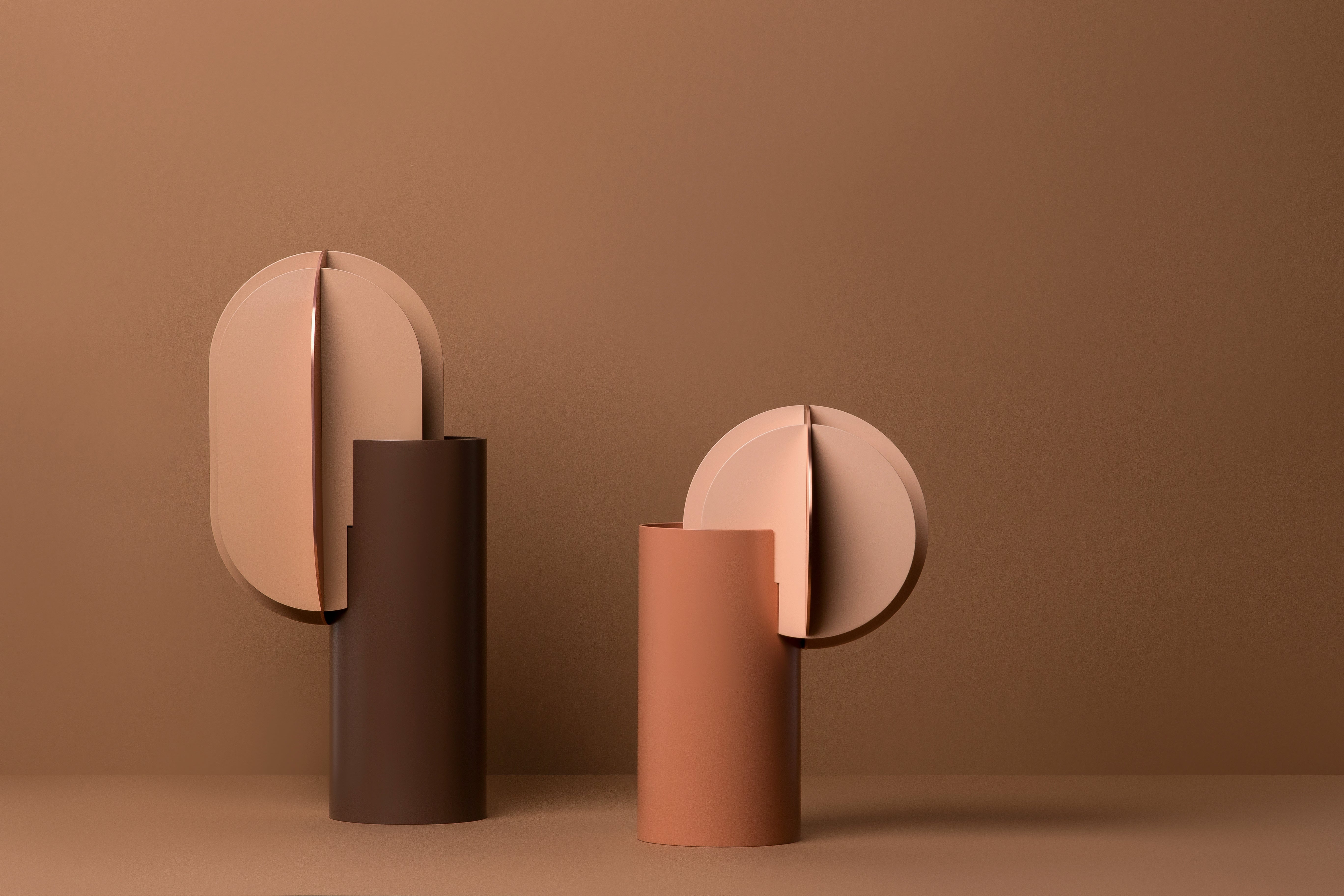 DELAUNAY vase in powder pink with peach and copper