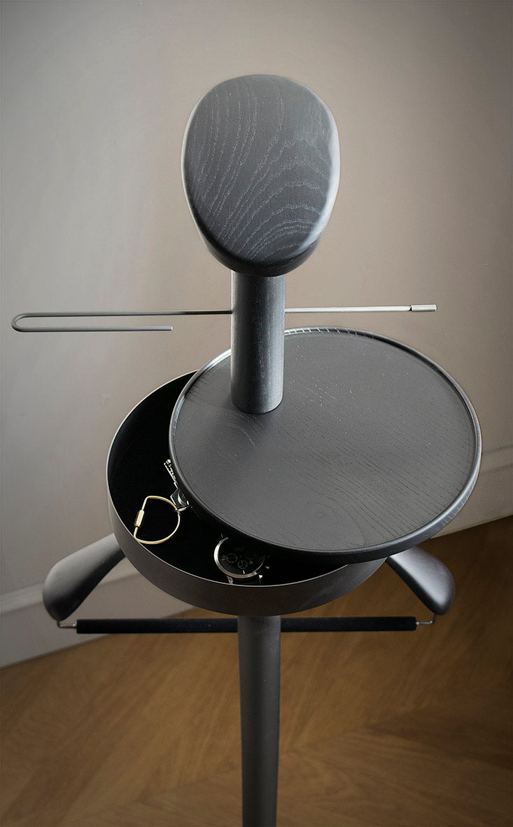 Garderobe GALAN M aus schwarzem Eschenholz mit schwarzem Marmor und graphitfarbener Oberfläche