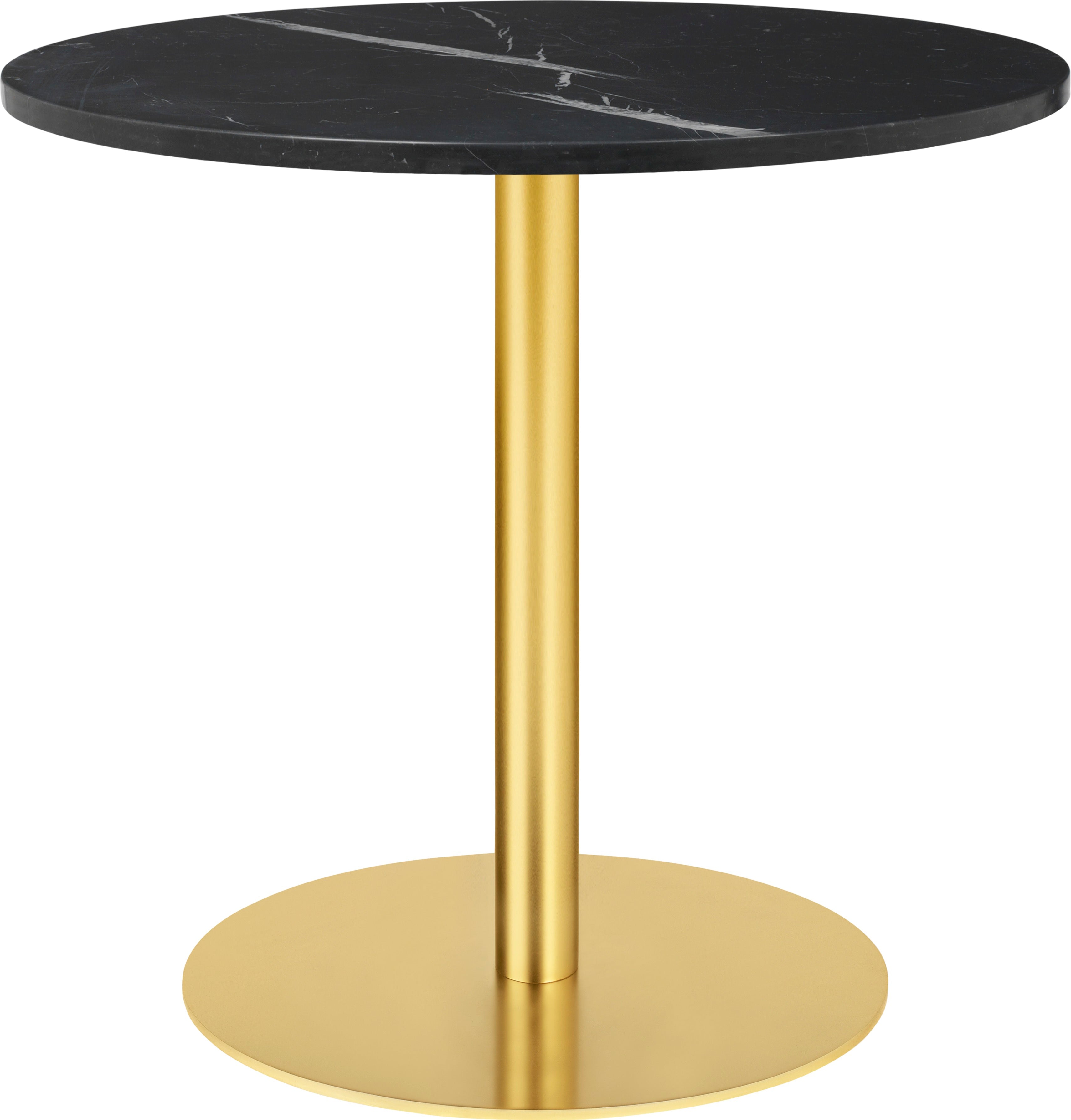 Runder Tisch 1.0 aus schwarzem Marmor mit goldenem Fuß