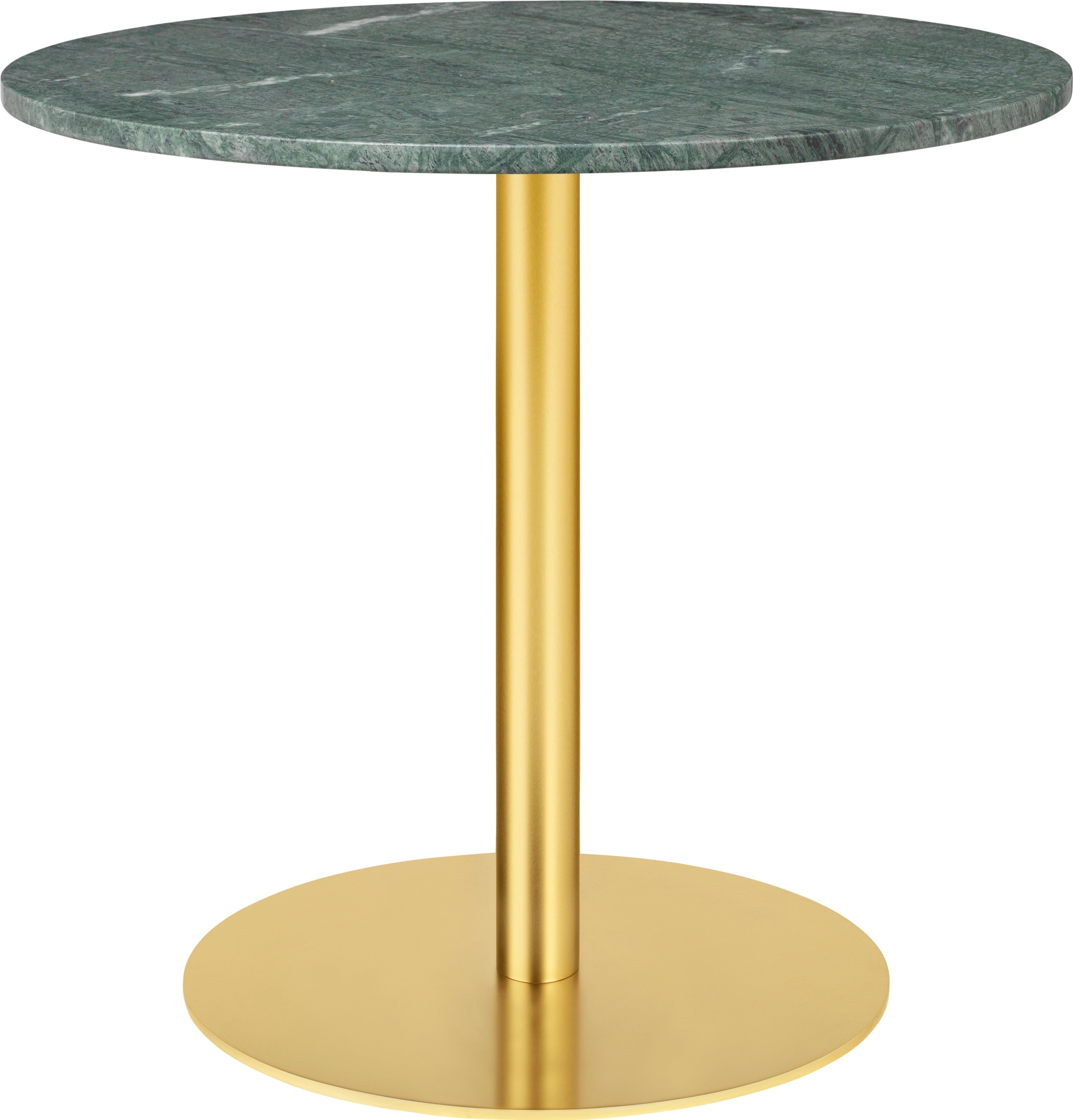 Round table 1.0 green marble with a gold base