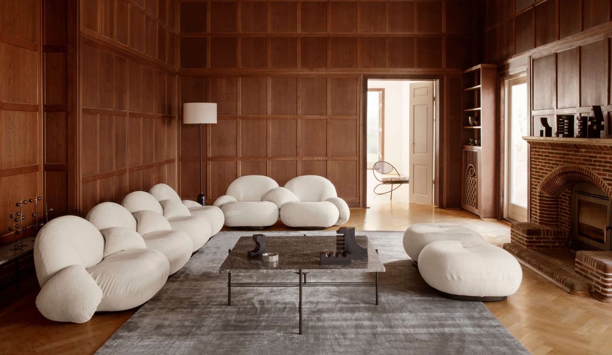 Couchtisch TS grauer Marmor mit schwarzem Gestell