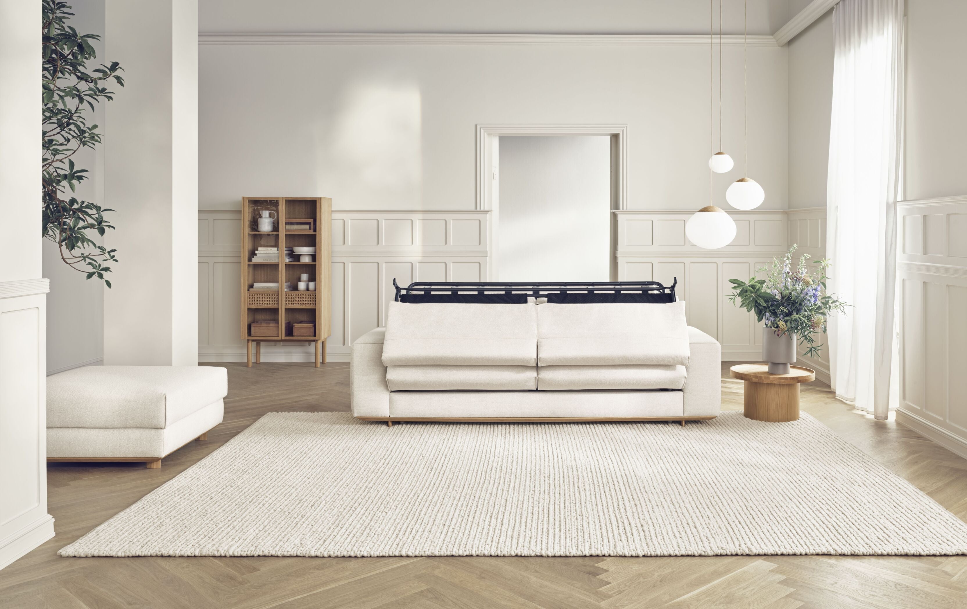 Sofa faltet 2,5-Personen-Gestenbasis aus Eichenholz