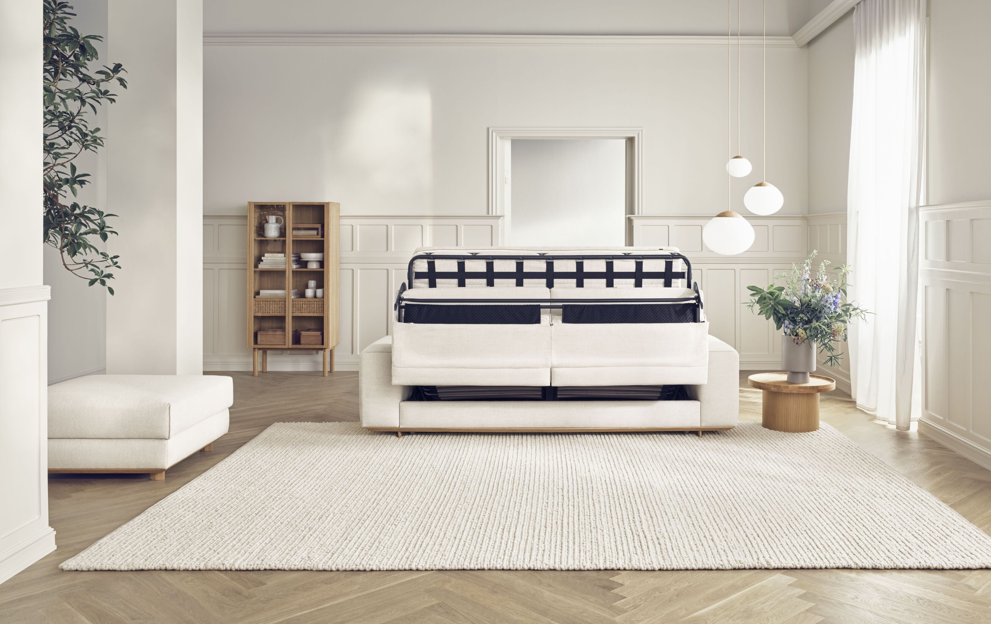 Sofa faltet 2,5-Personen-Gestenbasis aus Eichenholz