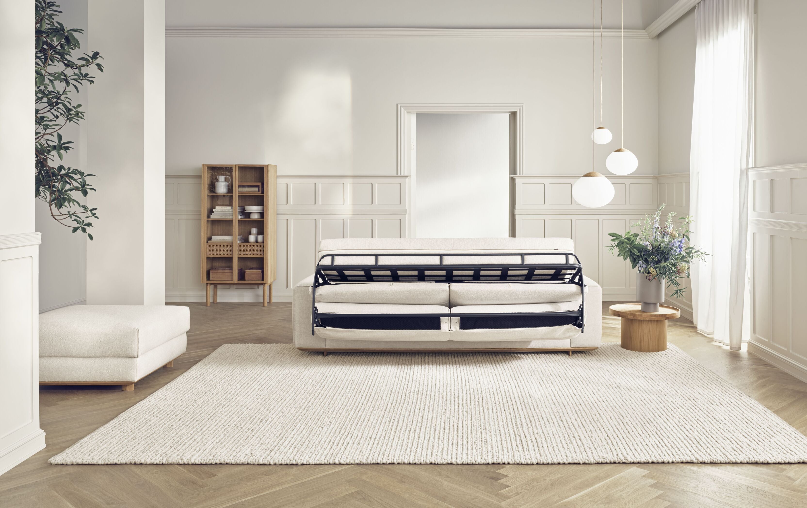 Sofa faltet 2,5-Personen-Gestenbasis aus Eichenholz