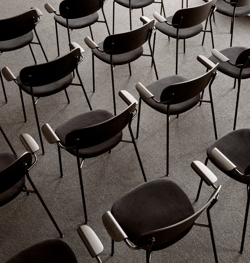 Stuhl mit Armlehnen CO Eichenfurnier mit verchromtem Gestell