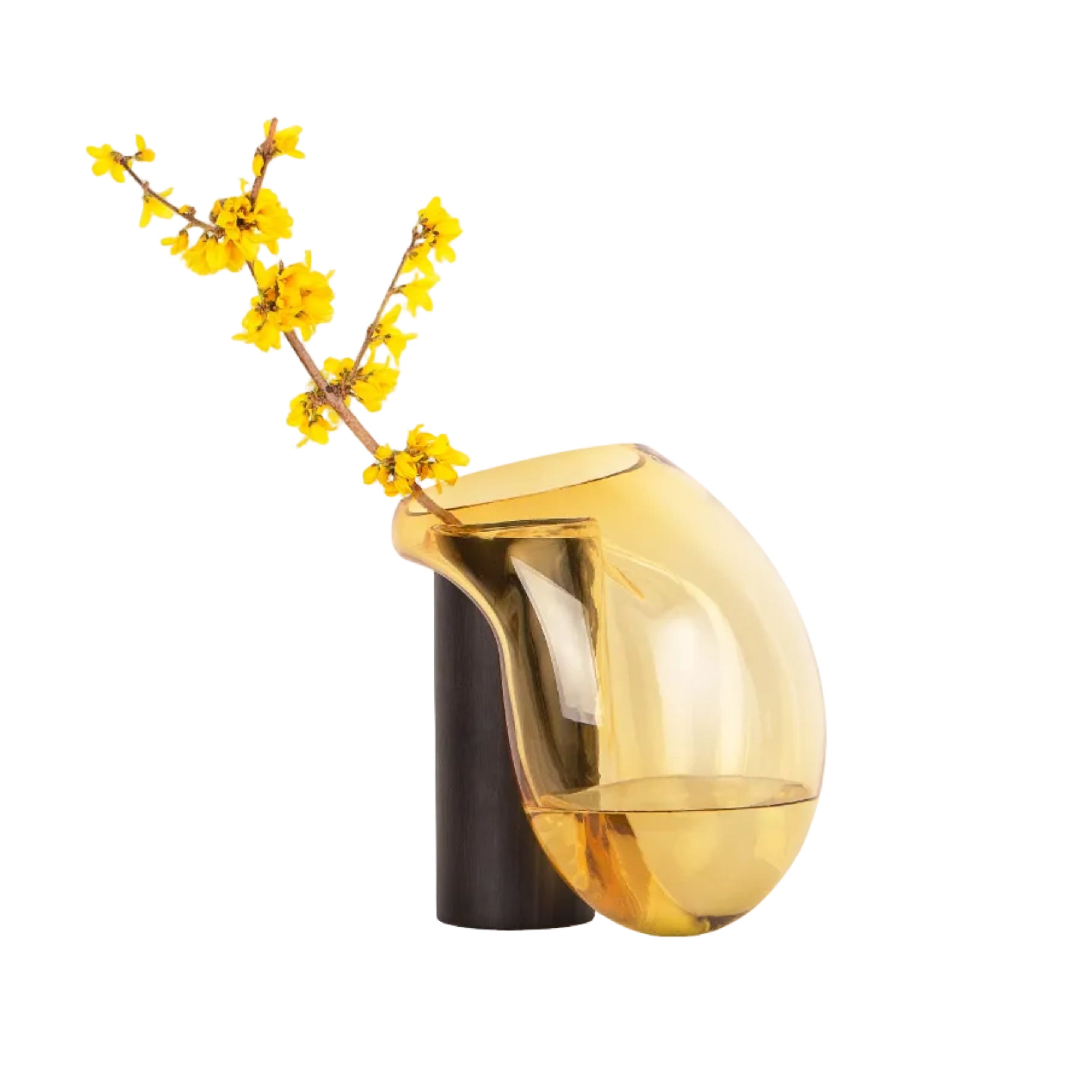 GUTTA BOON amber vase with black