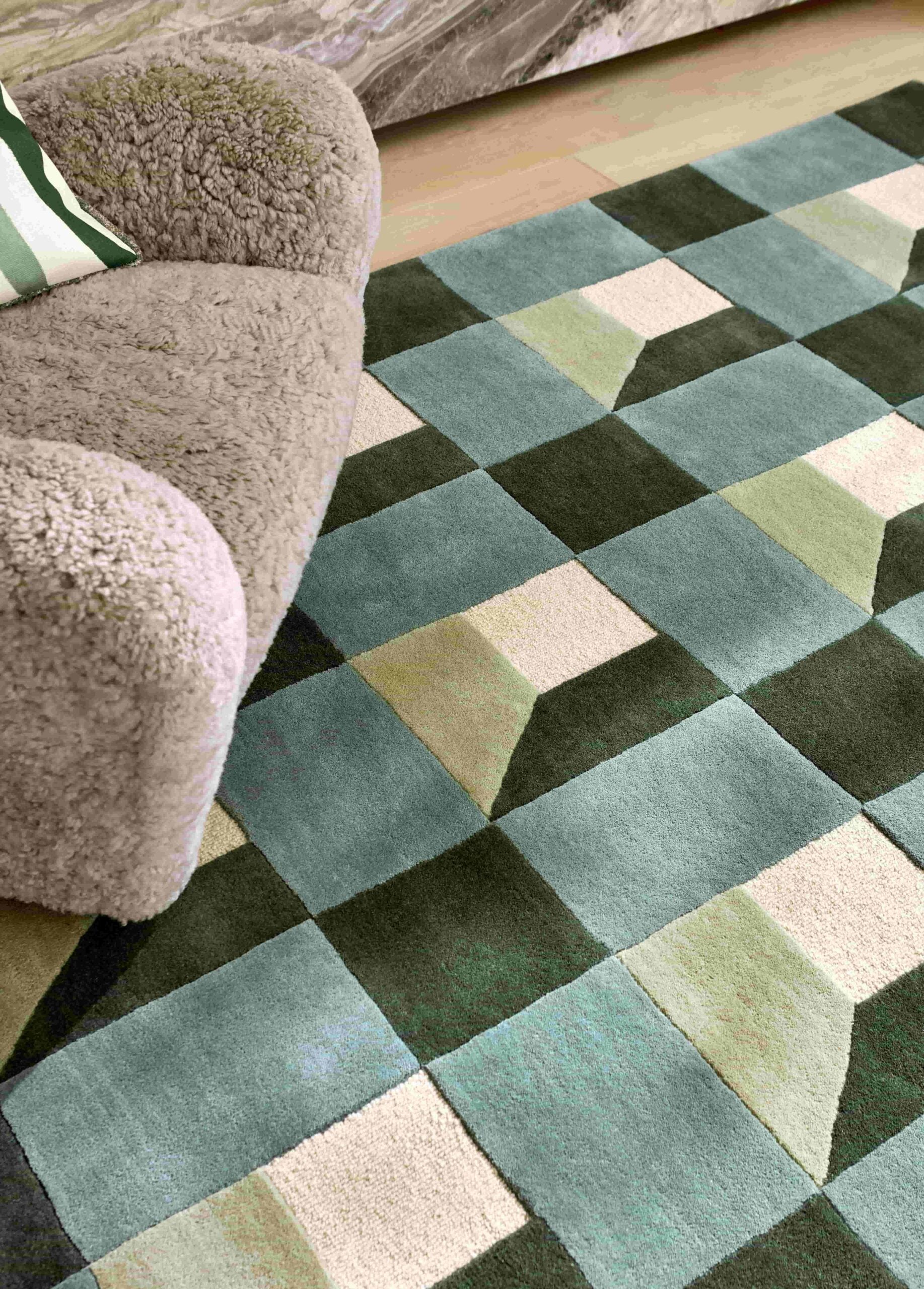 Vloerkleed BLOCKS FERN groen-beige