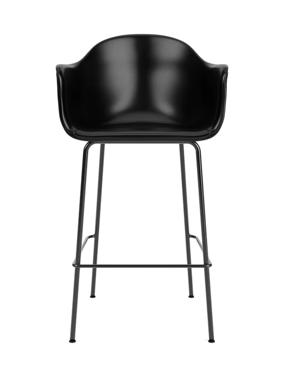 HARBOUR Armchair with Armrests Black Leather
