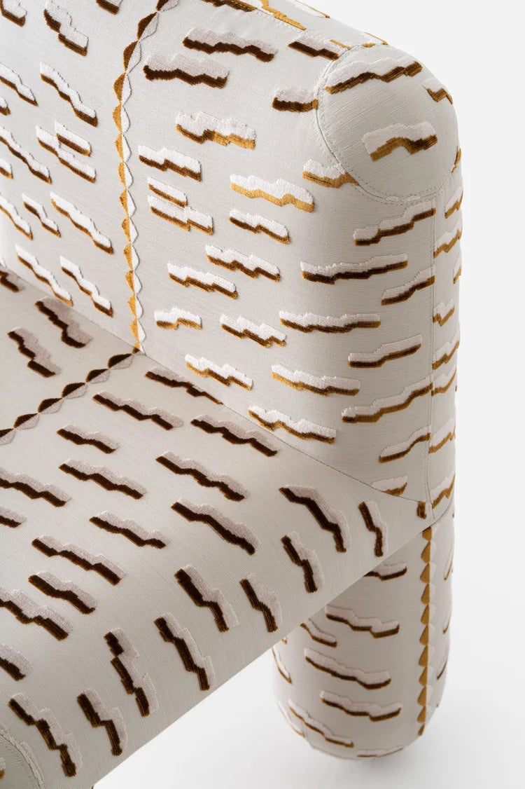 Stoel HELLO zandbeige met bruine patroon