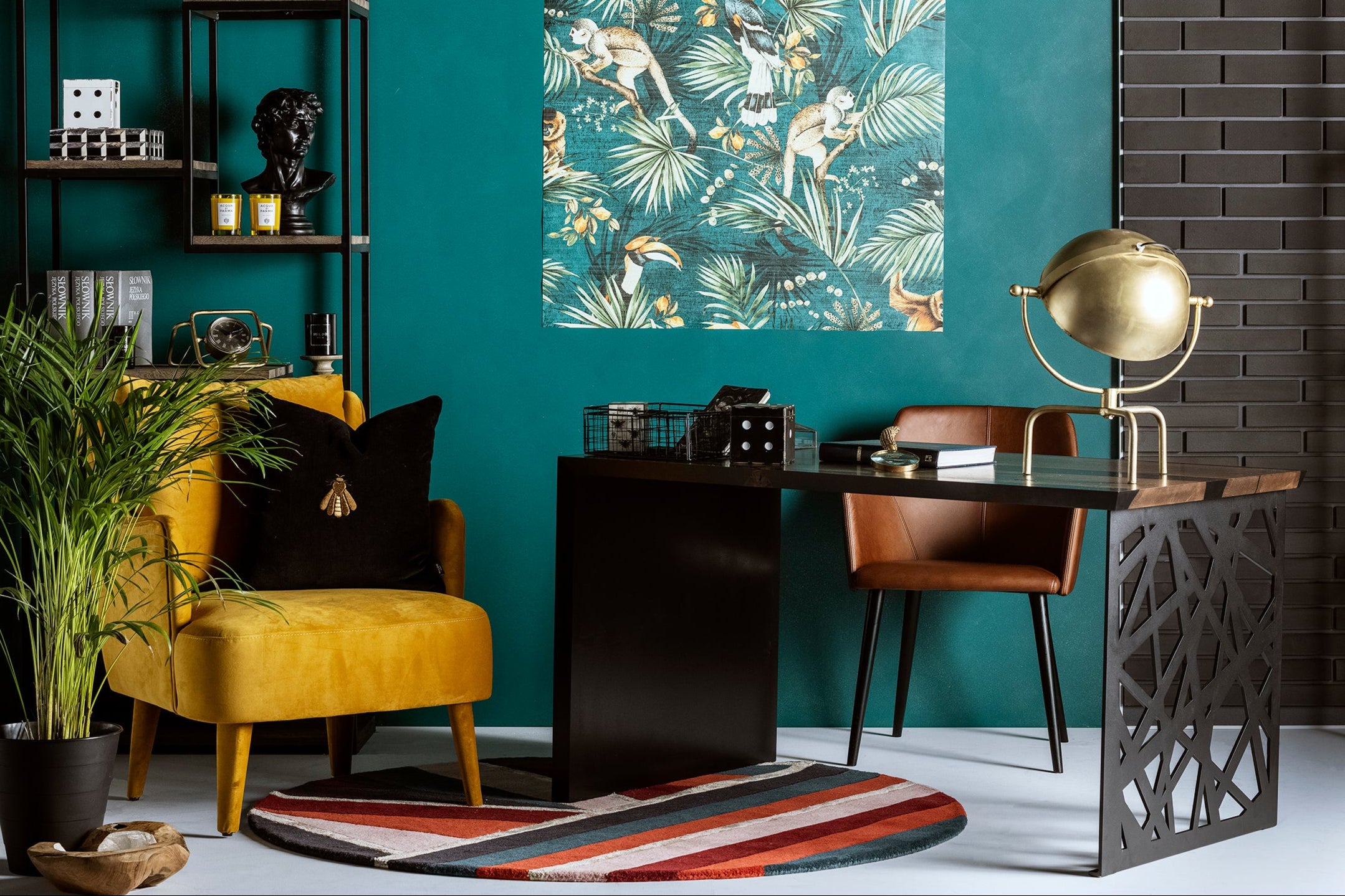 Dywan okrągły SAHARA ROUND zielono-bordowy