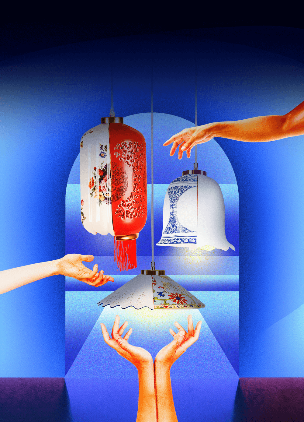 Hanglamp HYBRID LAUVIA witte porselein