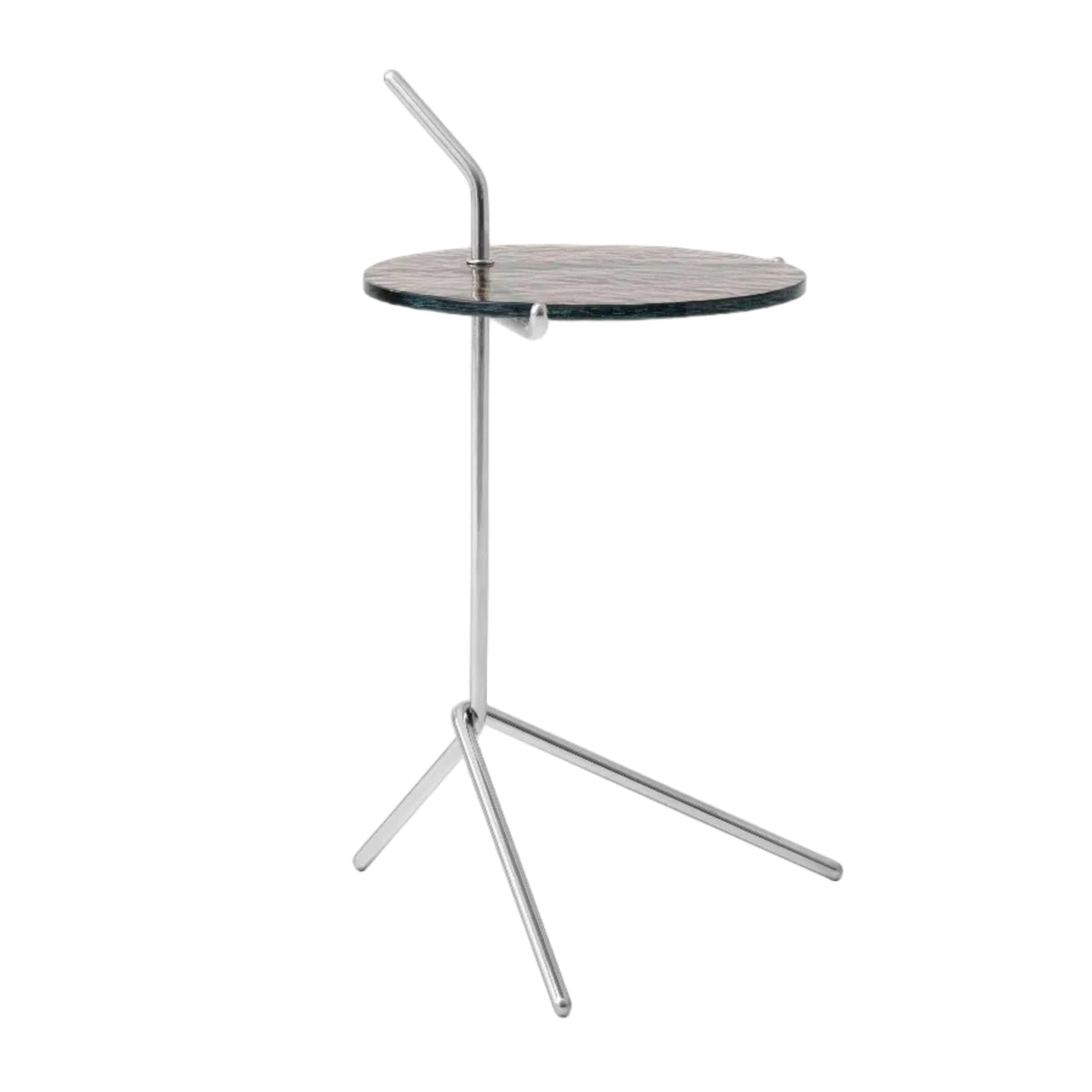 Bijzettafel HALTEN SH9 met een rookglazen blad en een verchroomde basis
