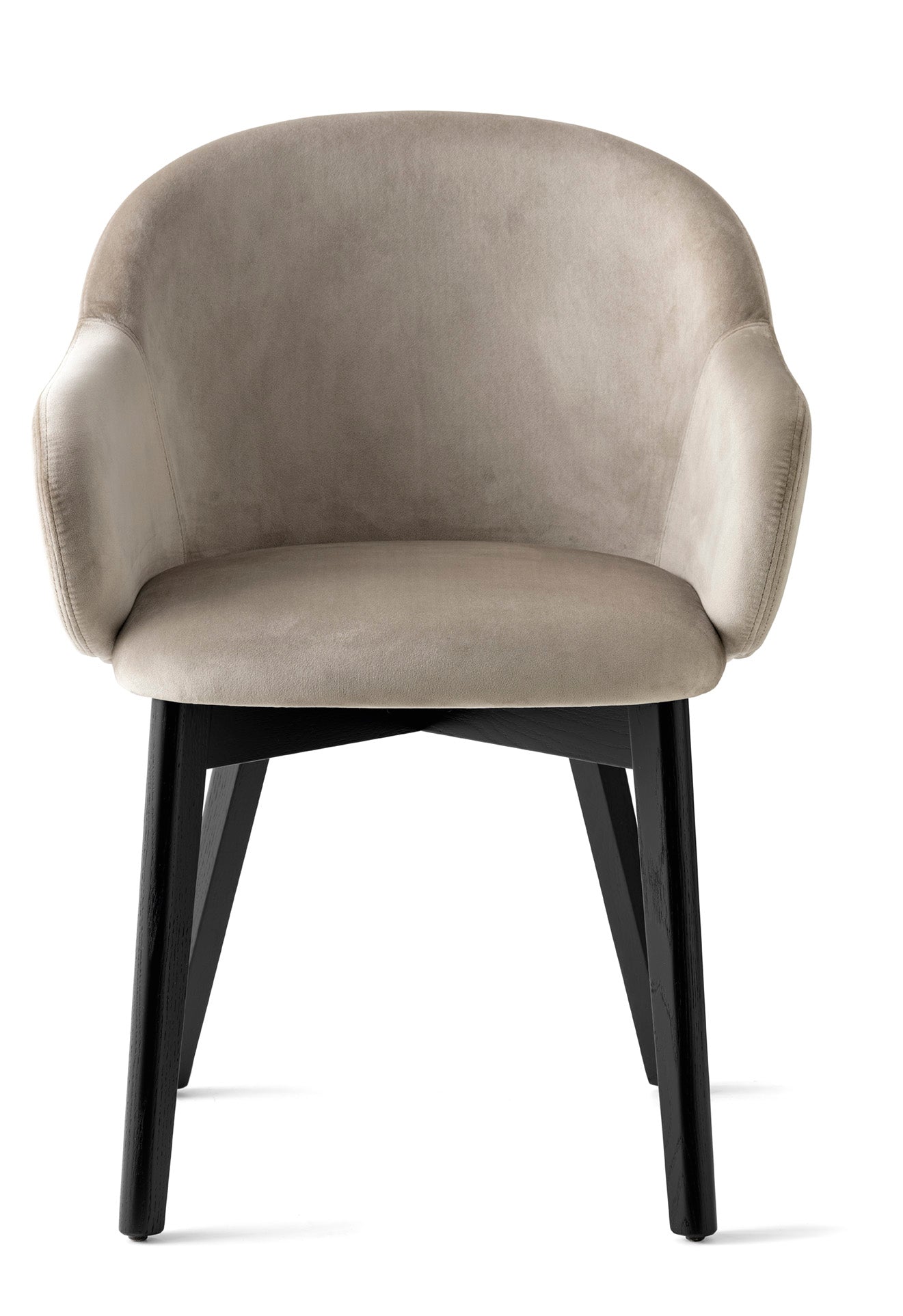 Holly FAB fauteuil met armleuningen, gestoffeerd met een zwarte houten basis