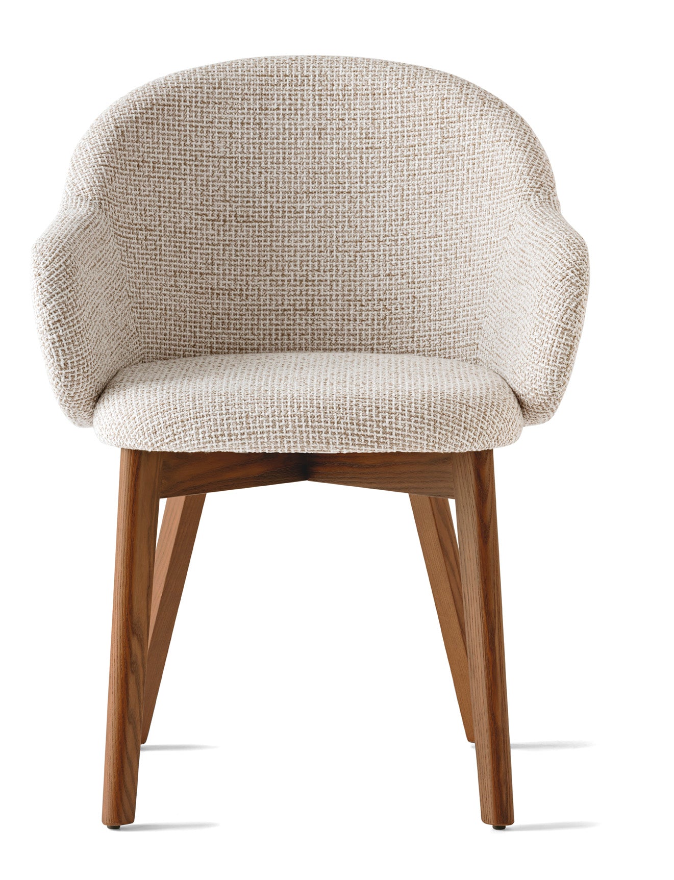 Fauteuil met armleuningen HOLLY FAB gestoffeerd met een notenhouten basis