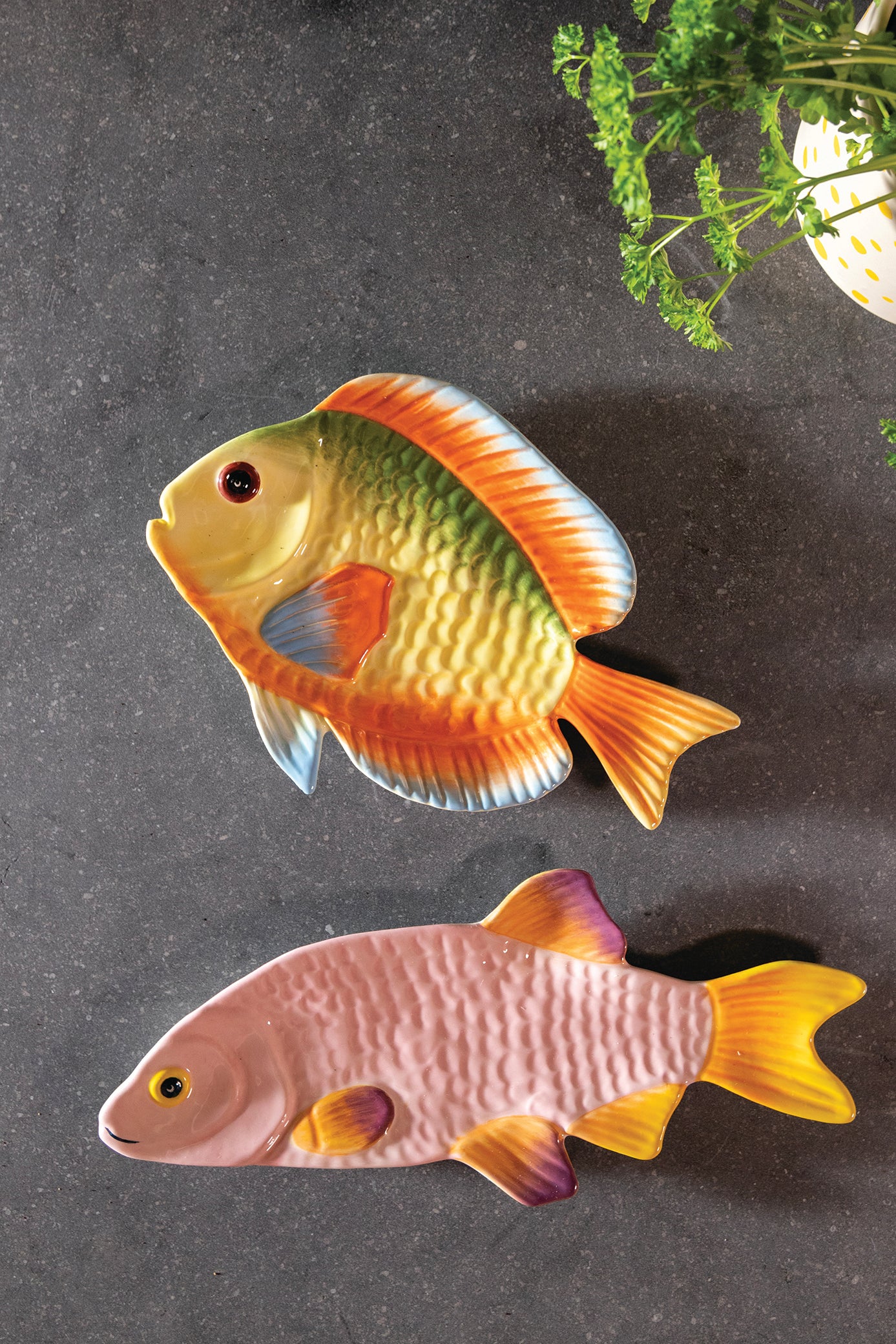 Talerz FISH SNAPPER różowy z żółtym – &k Amsterdam