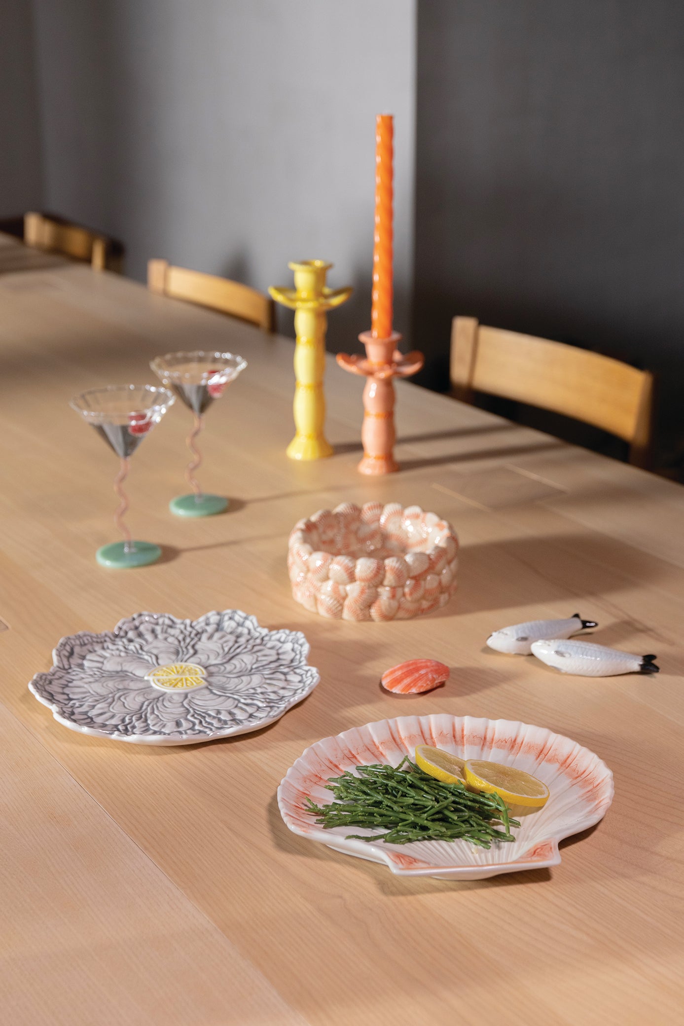 Dessertteller COCKLE beige mit orange