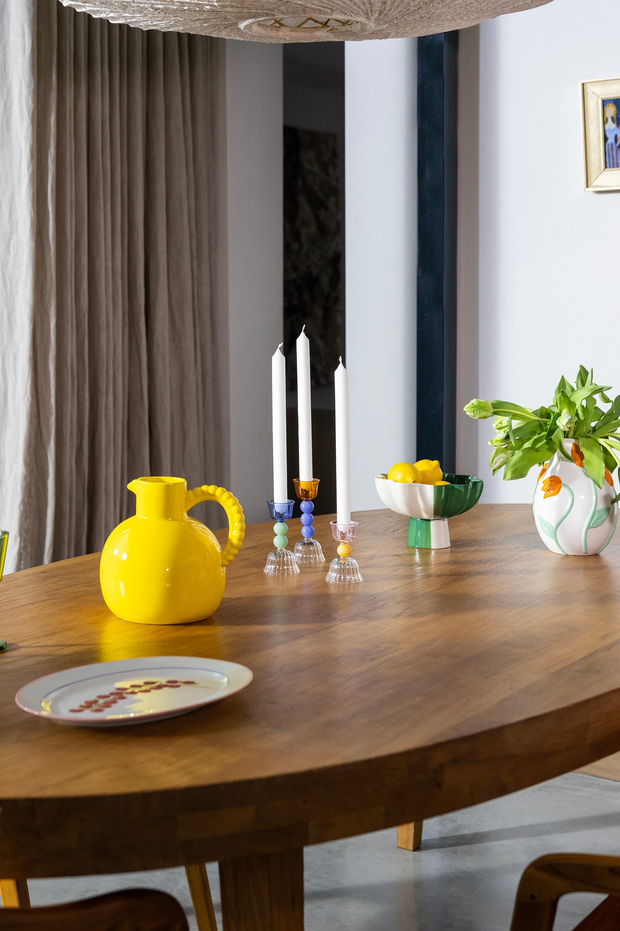 Vase TULPE weiß mit grün und orange