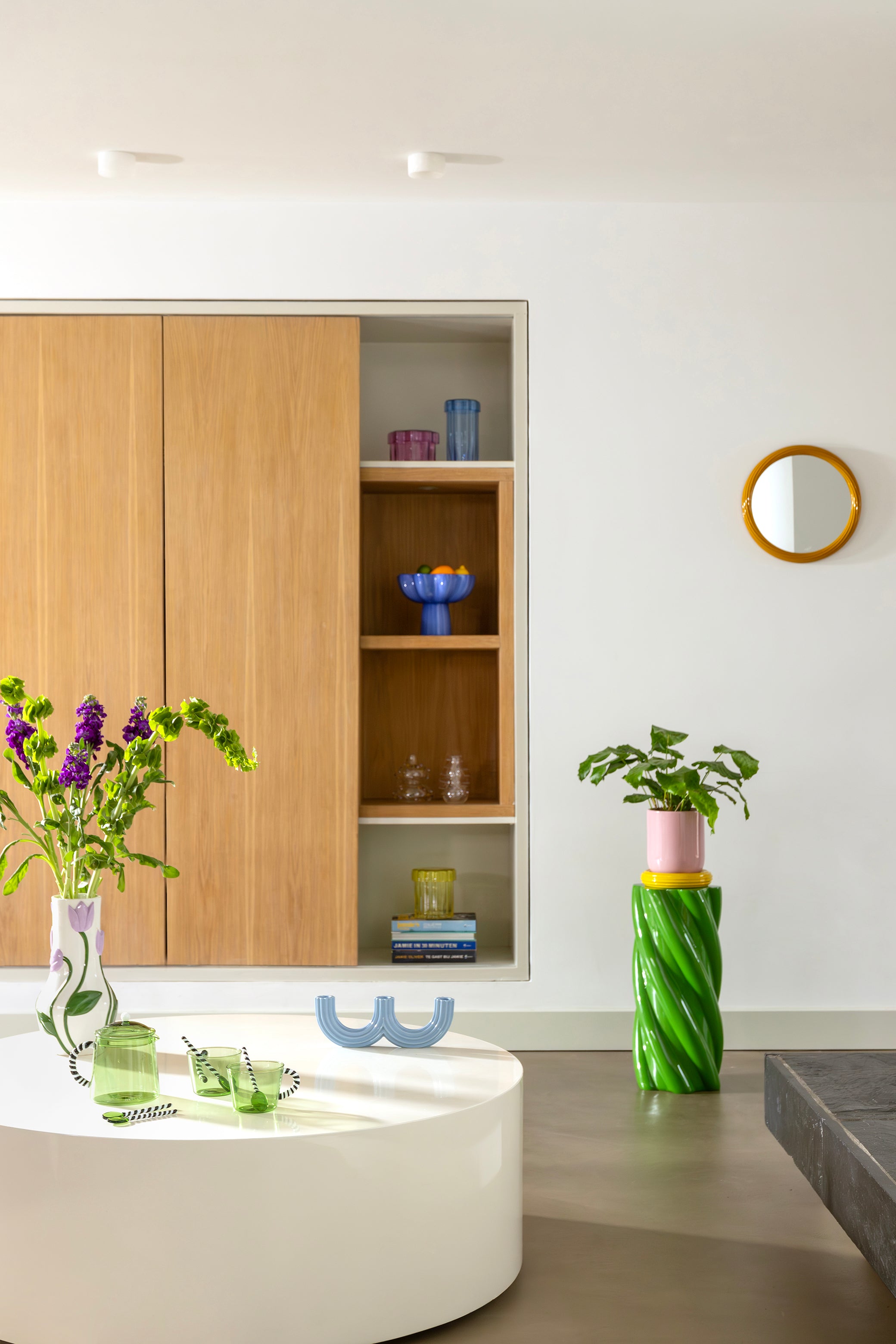 Glazen kan DUET groen met zwart-witte handvat