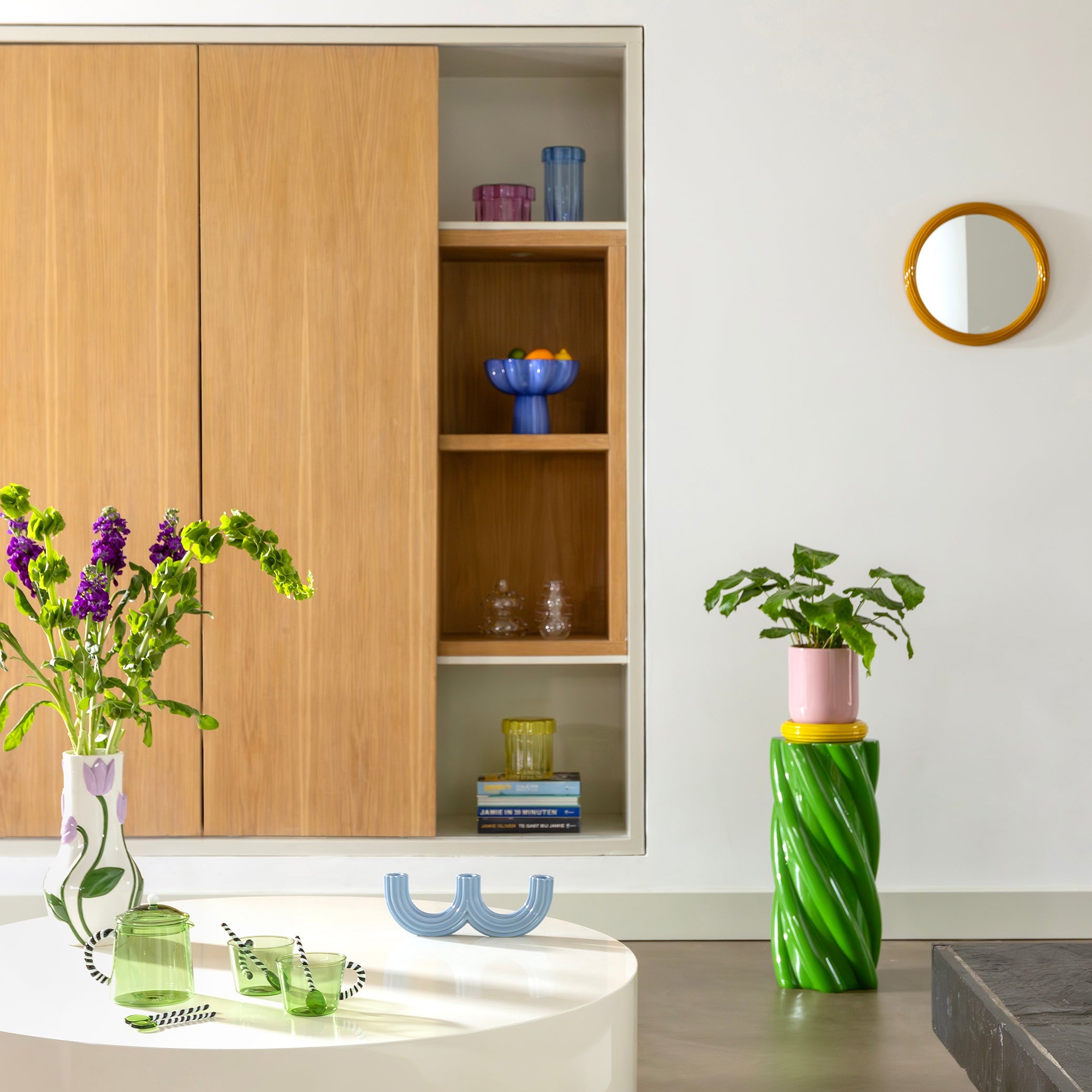 Ronde Lustro CHURROS mosterdkleur