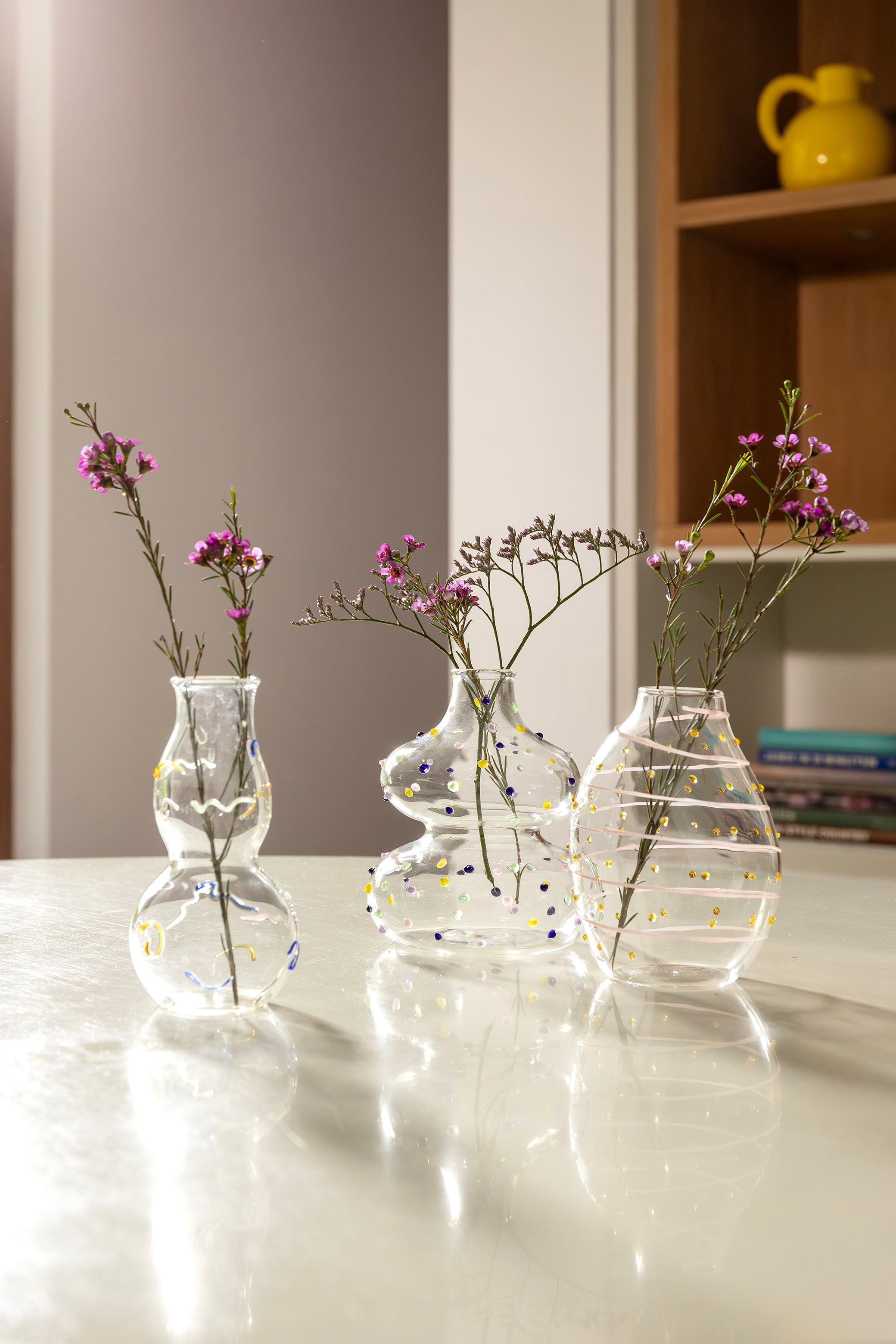 CRAFT Transparent Vase Set with Colorful Patterns