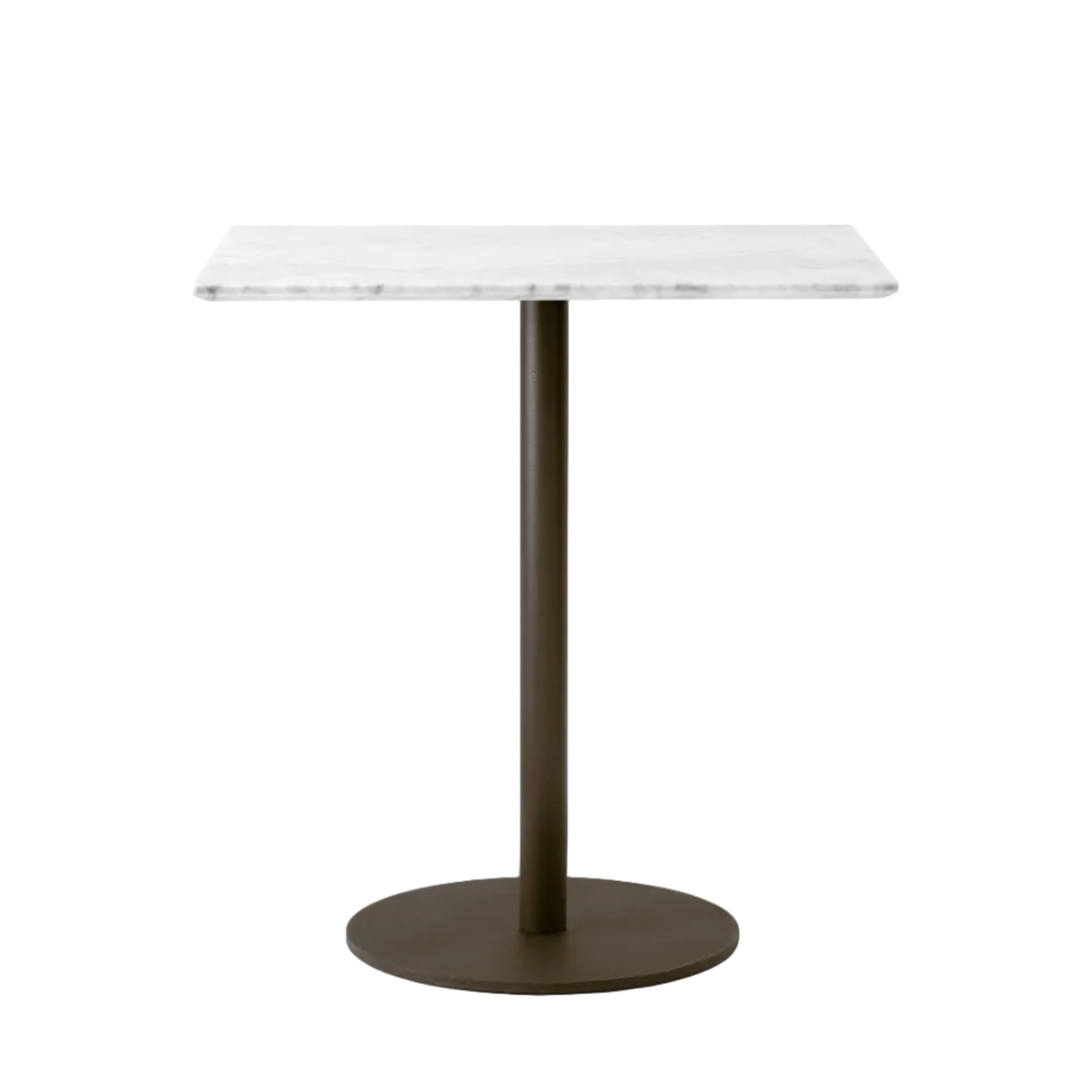 IN BETWEEN SK16 café tafel met een witte marmeren blad en een bruine basis