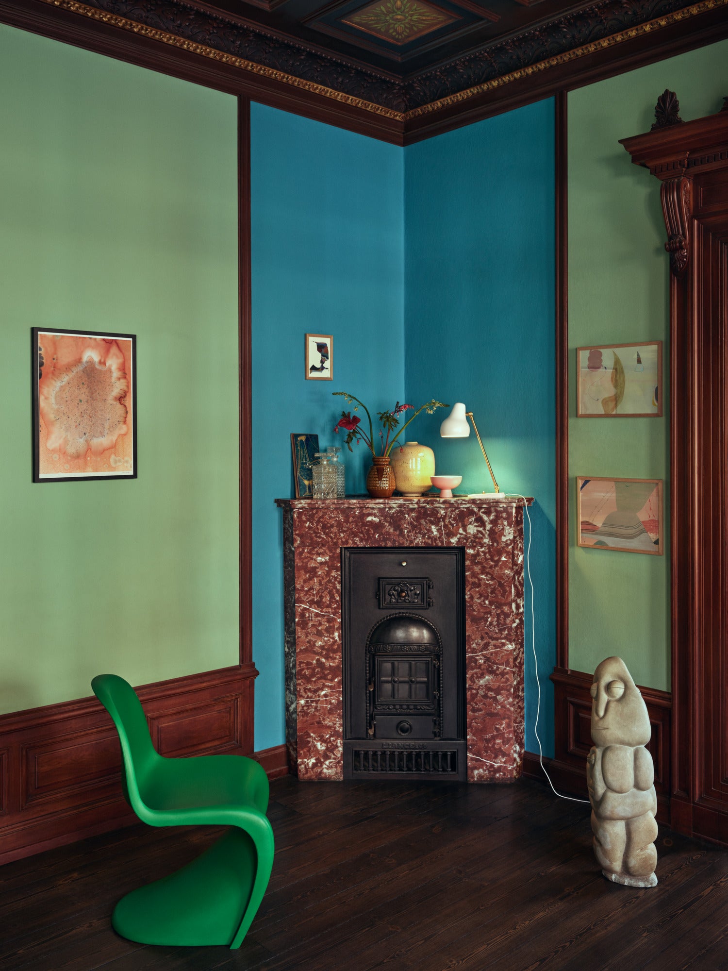 Tafellamp VL 38 wit met gouden afwerking