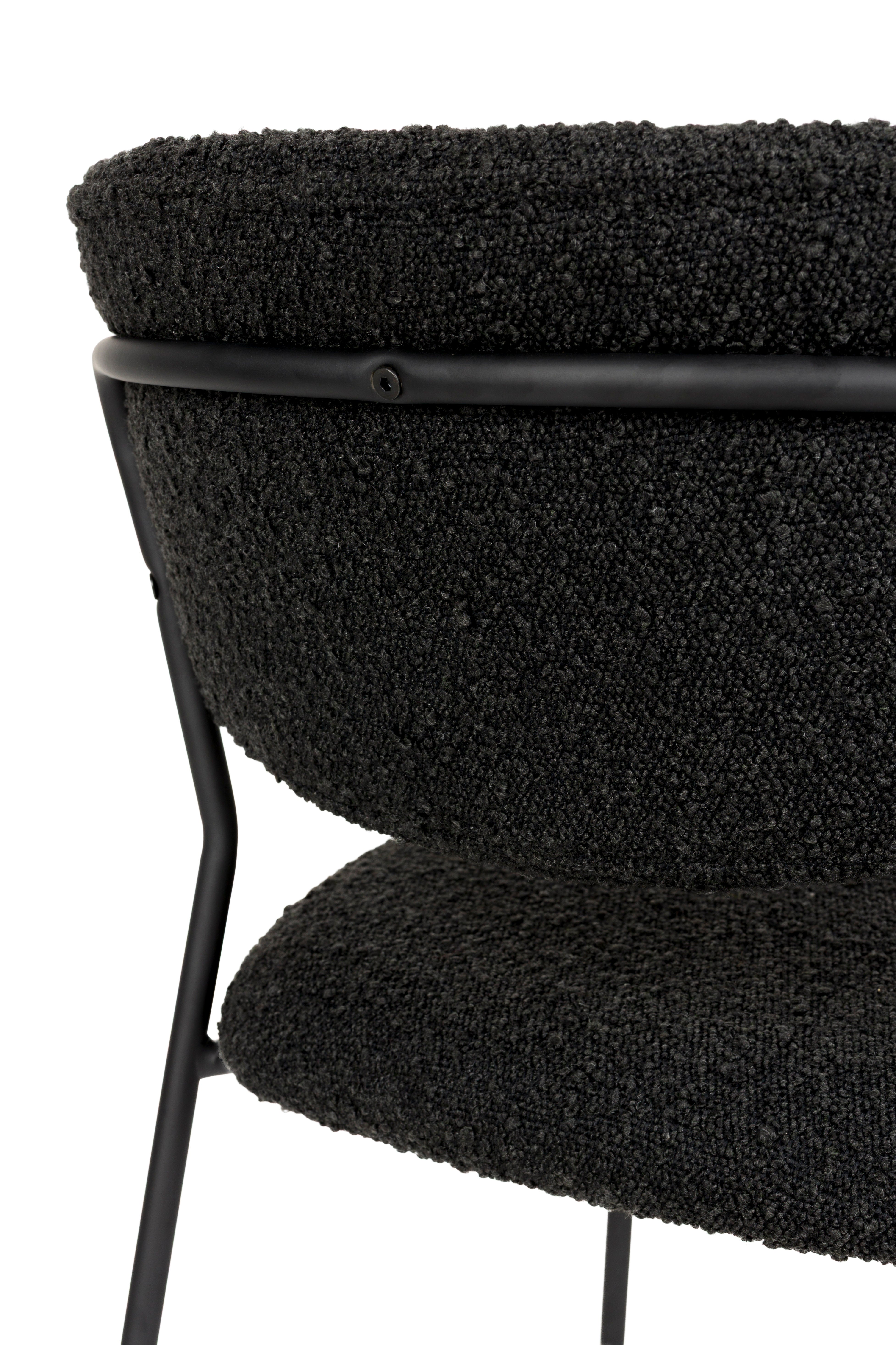 Krzesło JOLIEN czarny boucle z czarną podstawą